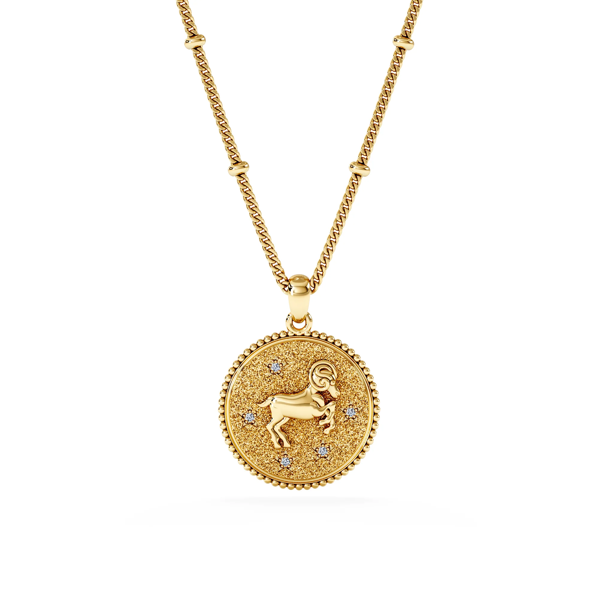 Zodiac Aries Necklace Medallion Lab Grown 0.02ct in 18K Gold Vermeil - Image 3