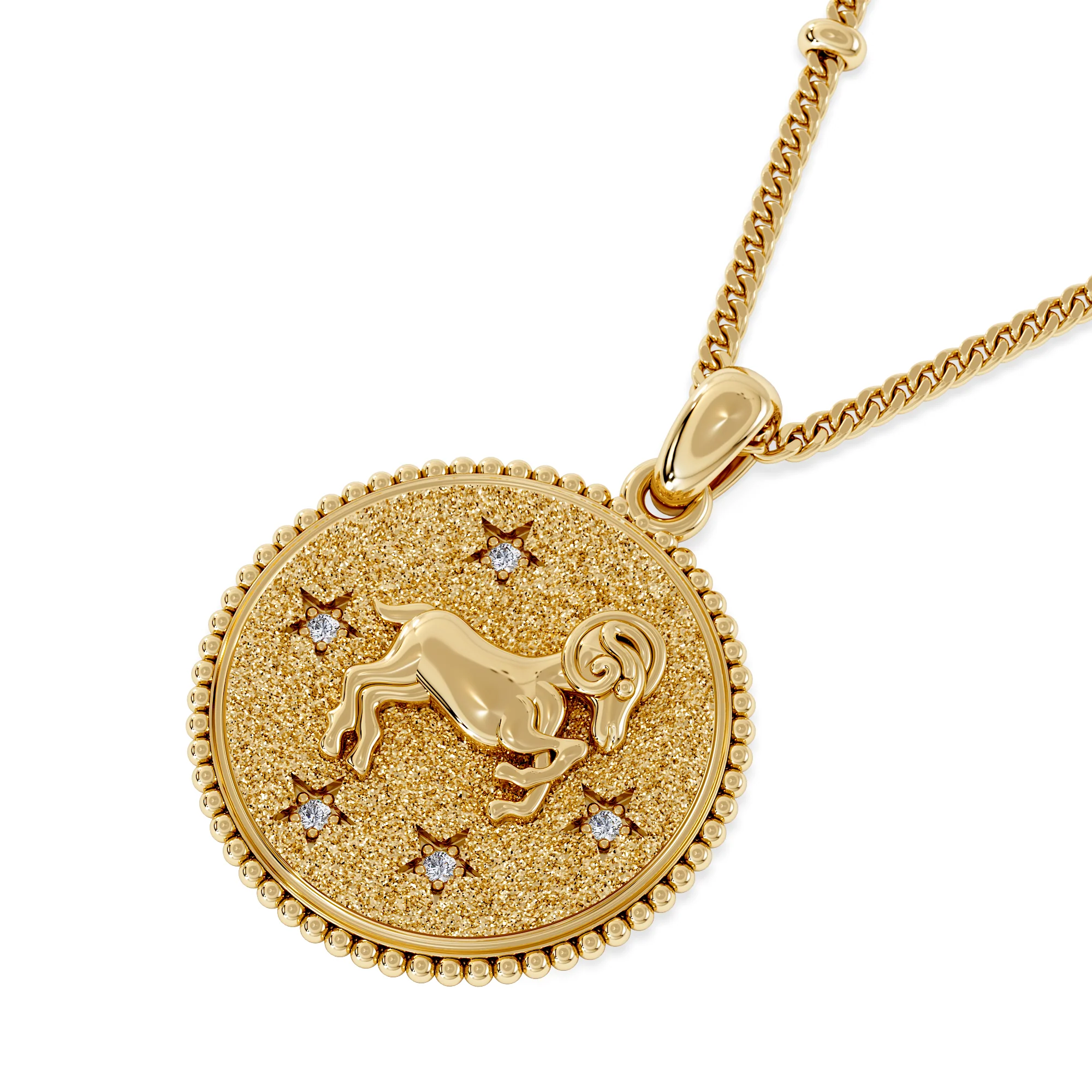 Zodiac Aries Necklace Medallion Lab Grown 0.02ct in 18K Gold Vermeil - Image 5