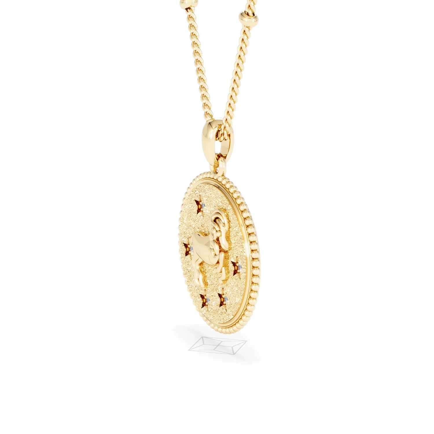 Zodiac Aries Necklace Medallion Lab Grown 0.02ct in 18K Gold Vermeil - Image 75