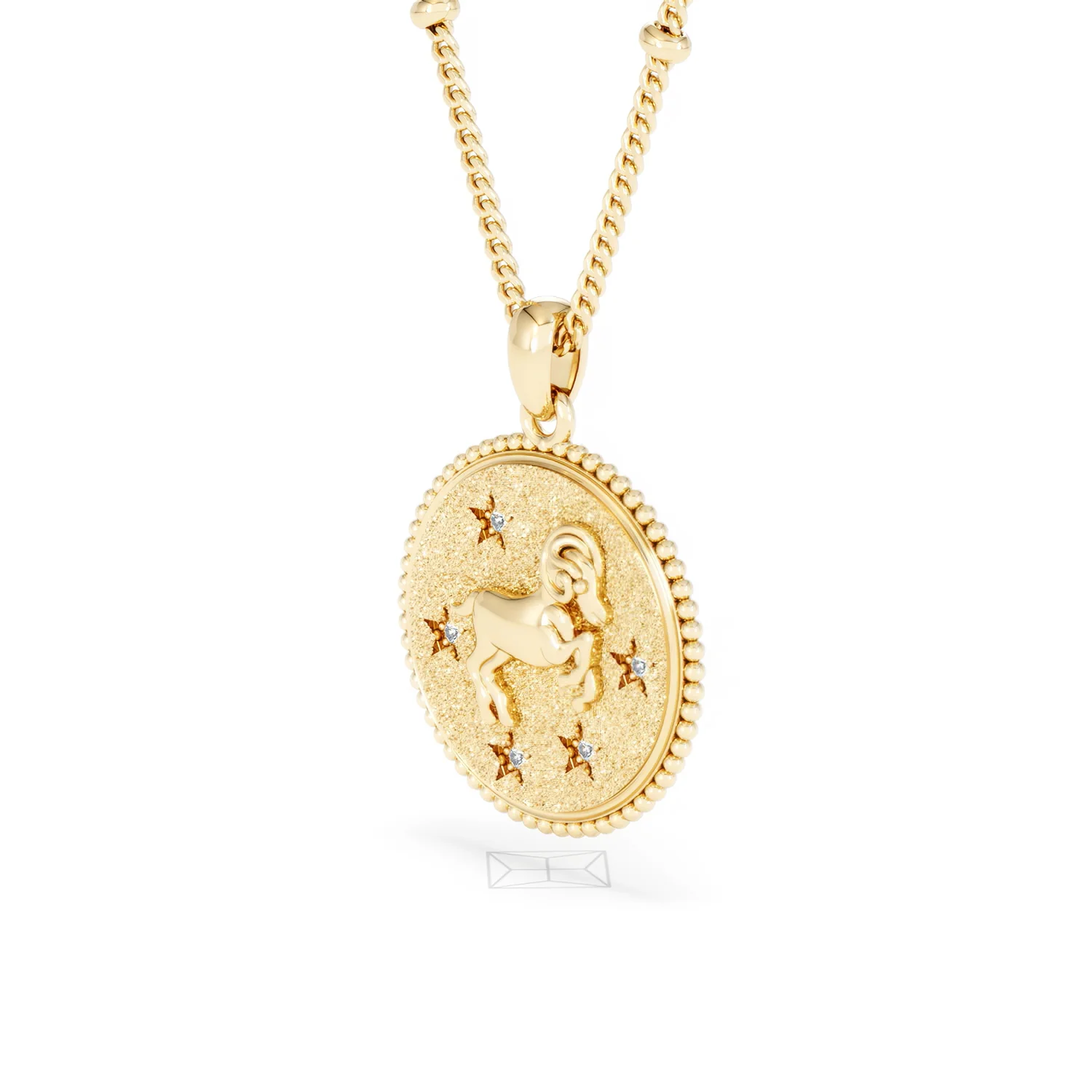 Zodiac Aries Necklace Medallion Lab Grown 0.02ct in 18K Gold Vermeil - Image 79