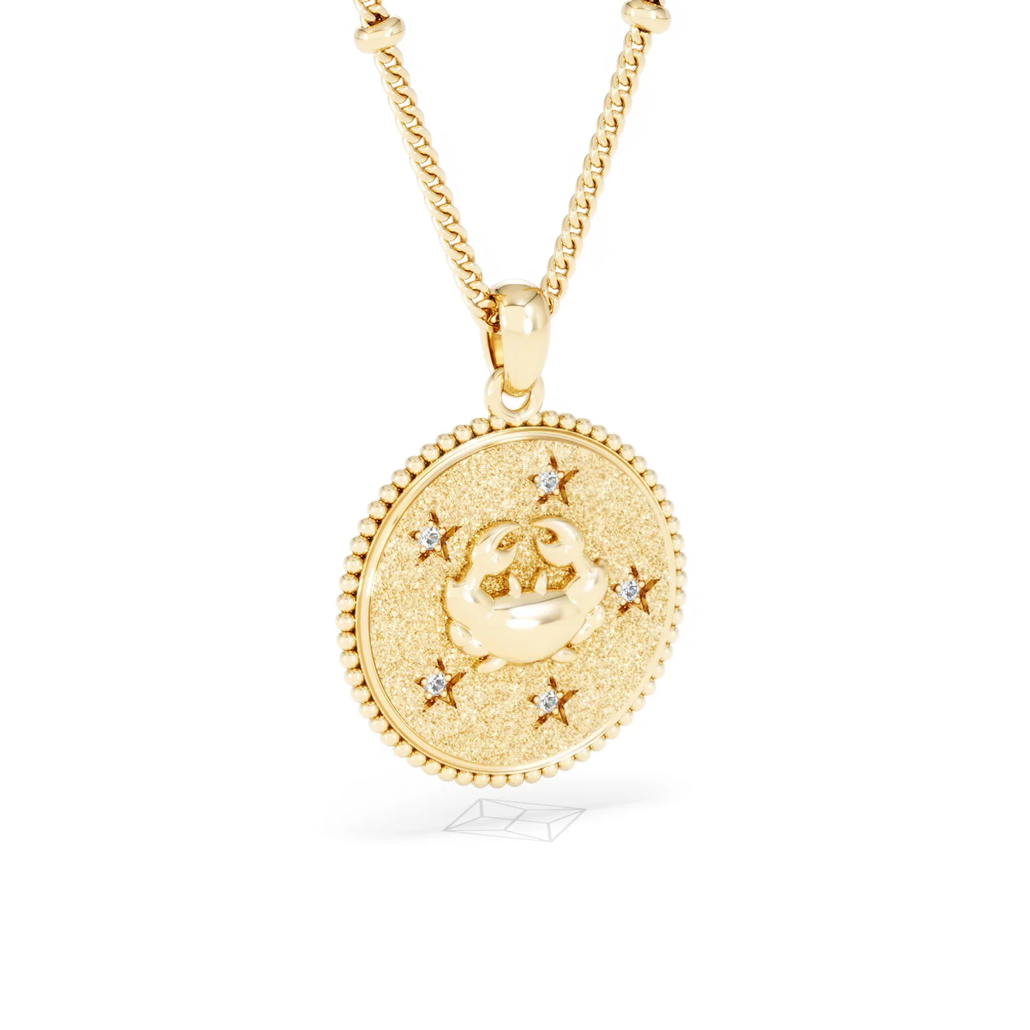 Zodiac Cancer Necklace Medallion Lab Grown 0.02ct in 18K Gold Vermeil - Image 15