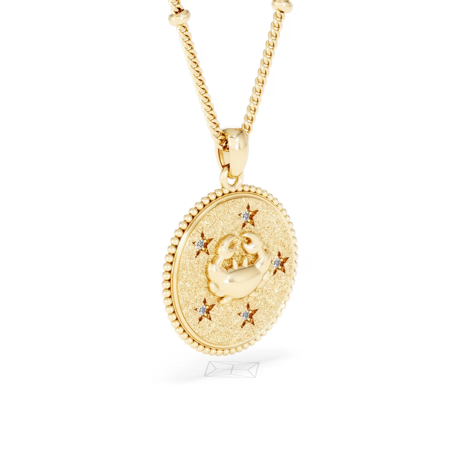 Zodiac Cancer Necklace Medallion Lab Grown 0.02ct in 18K Gold Vermeil - Image 18