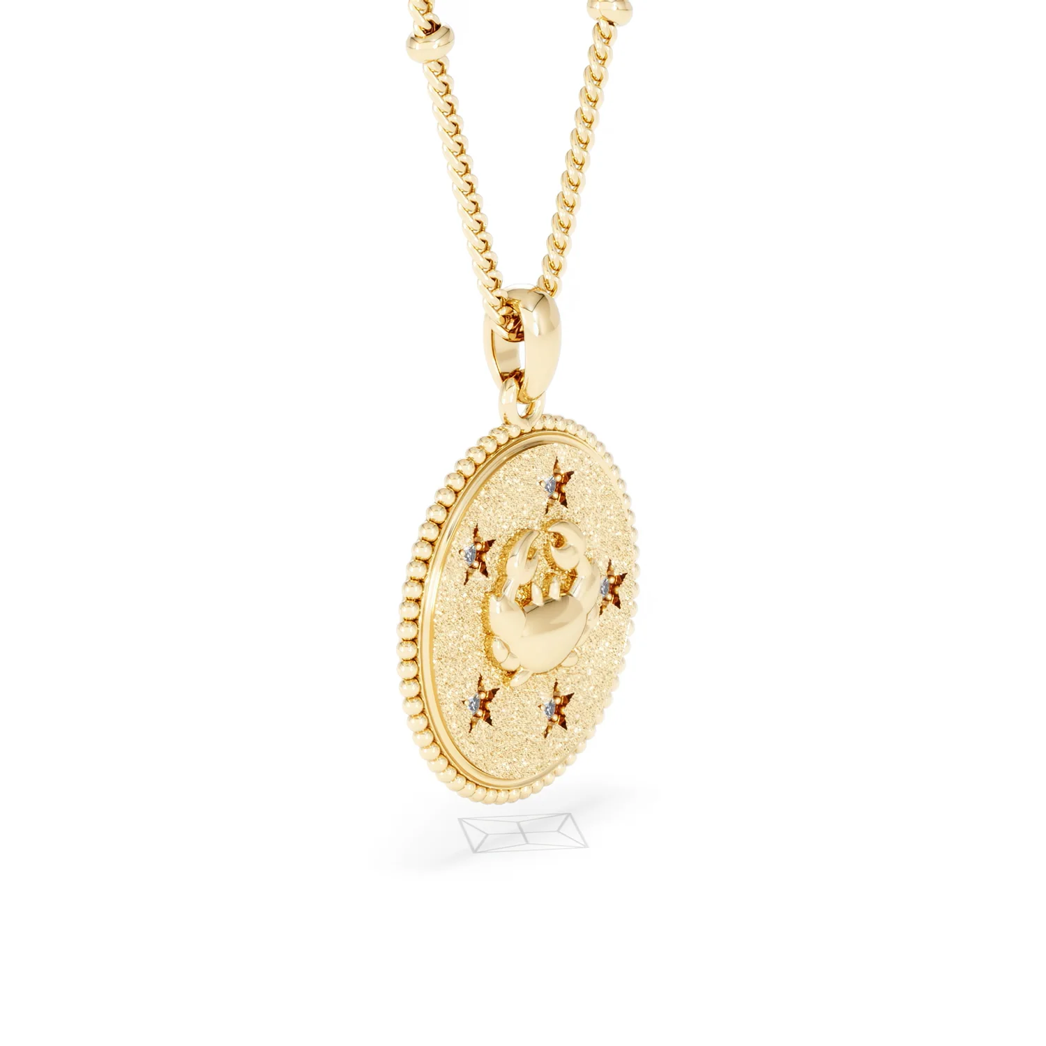 Zodiac Cancer Necklace Medallion Lab Grown 0.02ct in 18K Gold Vermeil - Image 21