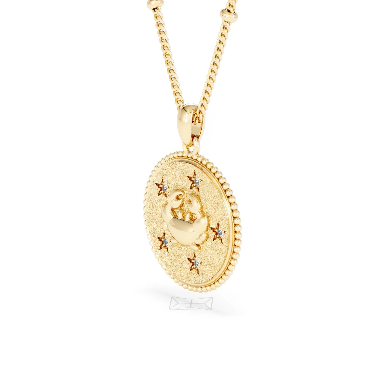 Zodiac Cancer Necklace Medallion Lab Grown 0.02ct in 18K Gold Vermeil - Image 78