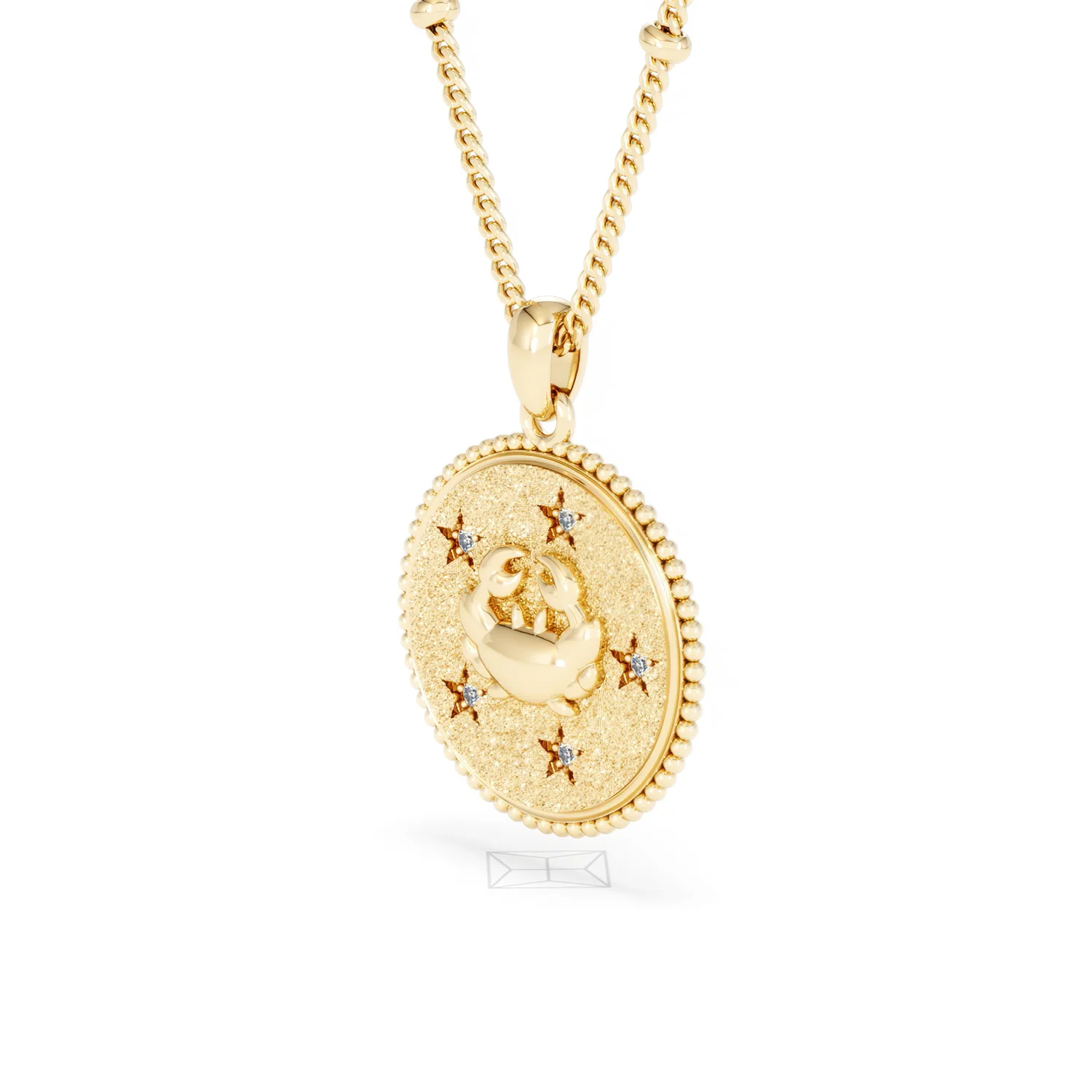 Zodiac Cancer Necklace Medallion Lab Grown 0.02ct in 18K Gold Vermeil - Image 79