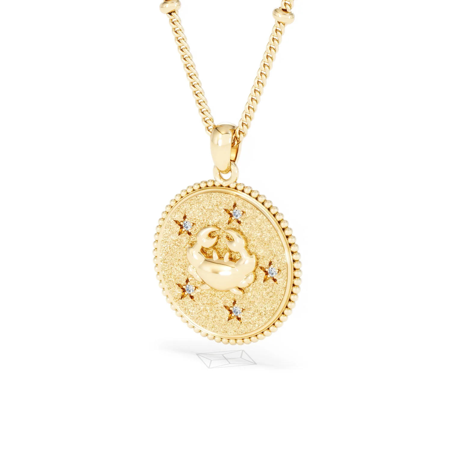 Zodiac Cancer Necklace Medallion Lab Grown 0.02ct in 18K Gold Vermeil - Image 82