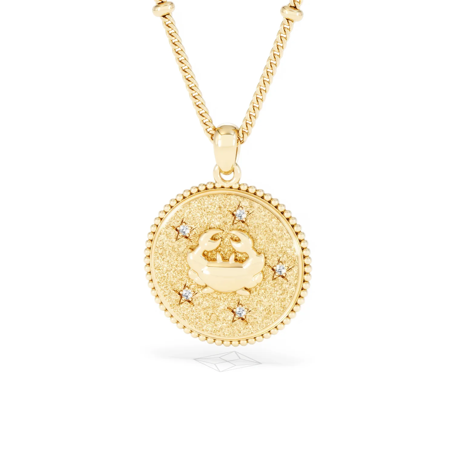 Zodiac Cancer Necklace Medallion Lab Grown 0.02ct in 18K Gold Vermeil - Image 86