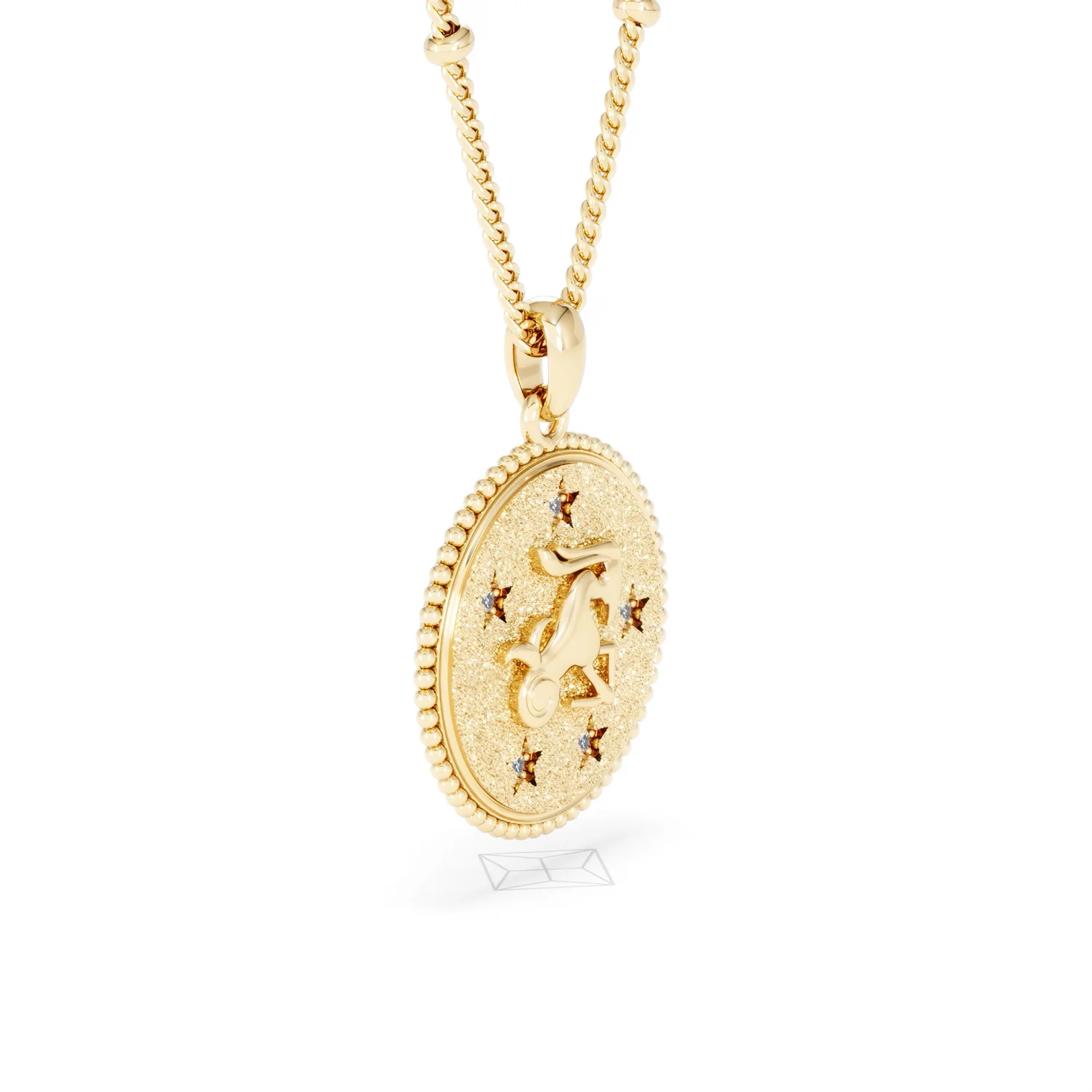 Zodiac Capricorn Necklace Medallion Lab Grown 0.02ct in 18K Gold Vermeil - Image 21