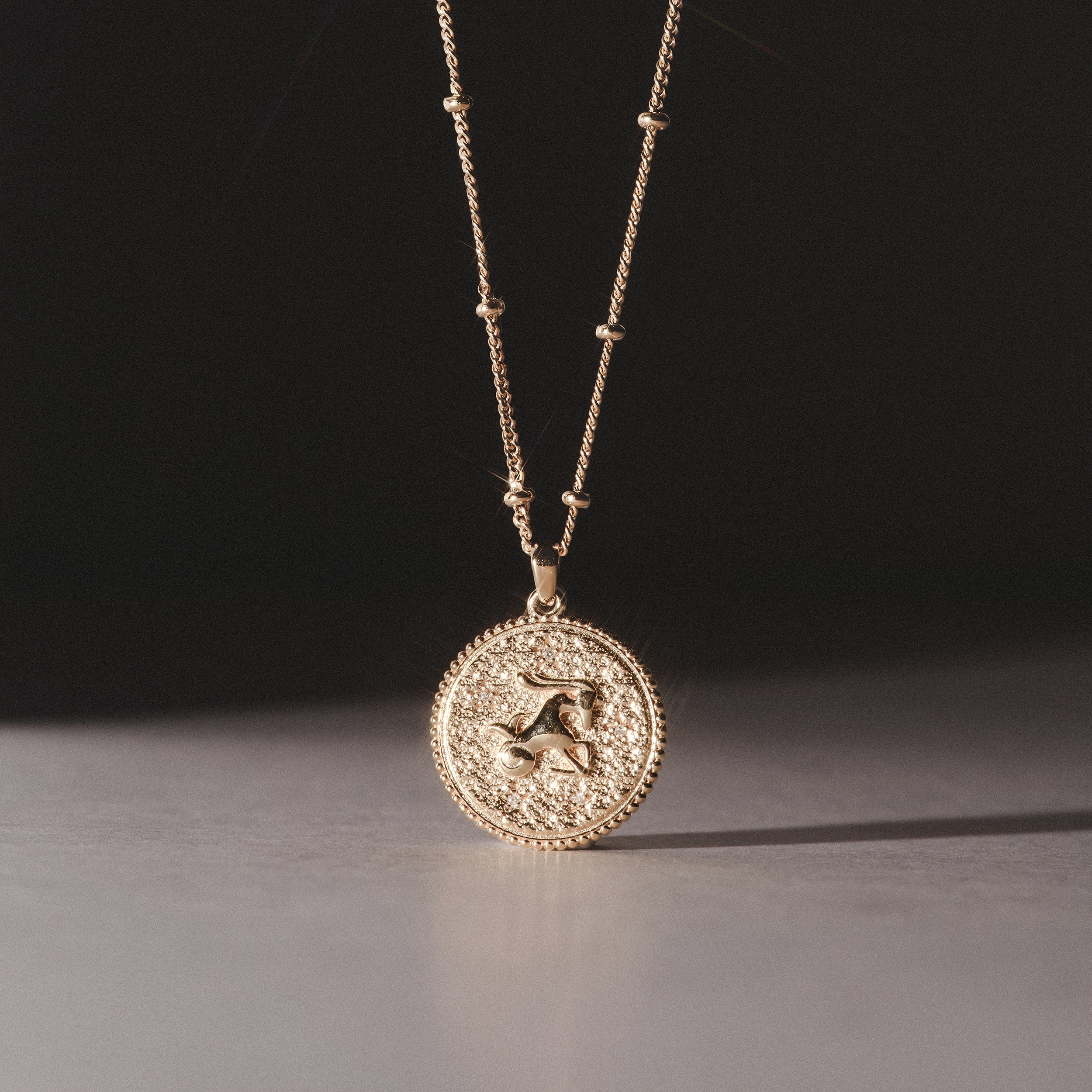 Zodiac Capricorn Necklace Medallion Lab Grown 0.02ct in 18K Gold Vermeil - Image 6