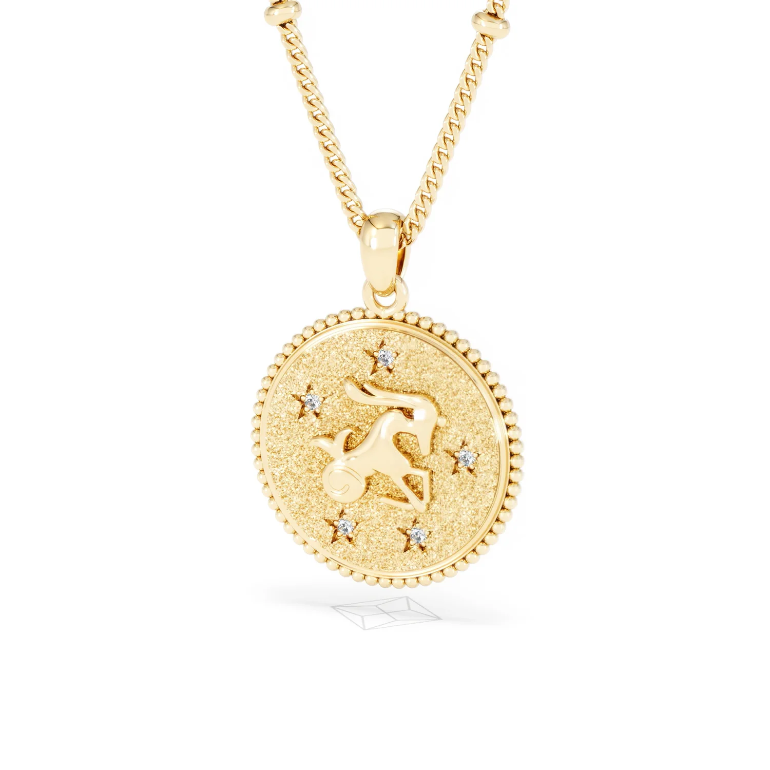 Zodiac Capricorn Necklace Medallion Lab Grown 0.02ct in 18K Gold Vermeil - Image 84