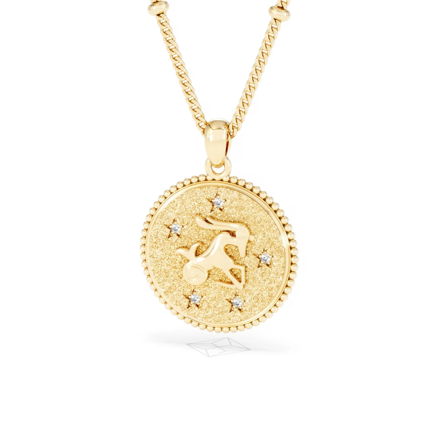 Zodiac Capricorn Necklace Medallion Lab Grown 0.02ct in 18K Gold Vermeil - Image 85