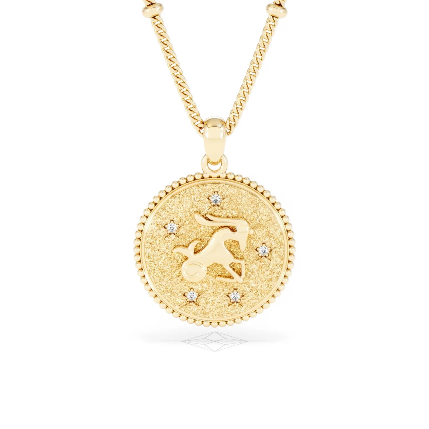 Zodiac Capricorn Necklace Medallion Lab Grown 0.02ct in 18K Gold Vermeil - Image 9