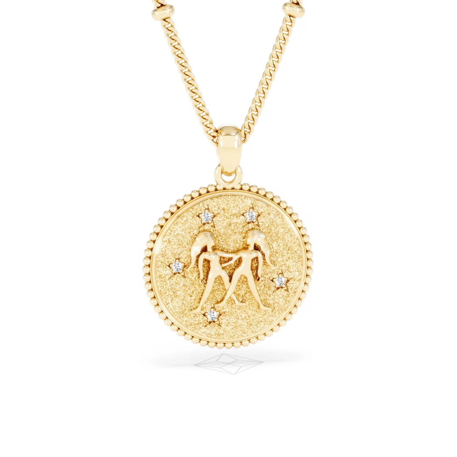 Zodiac Gemini Necklace Medallion Lab Grown 0.02ct in 18K Gold Vermeil - Image 11
