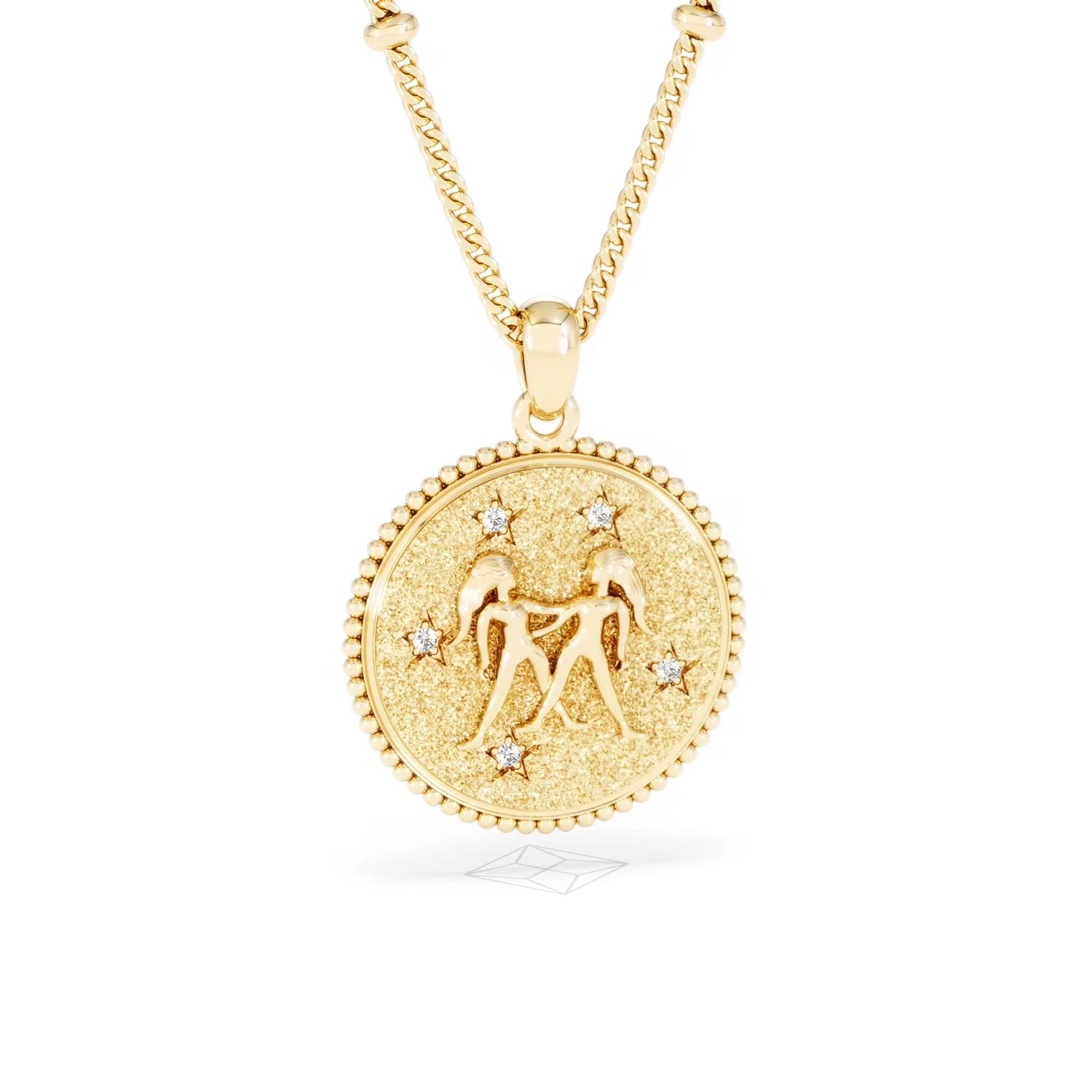 Zodiac Gemini Necklace Medallion Lab Grown 0.02ct in 18K Gold Vermeil - Image 12