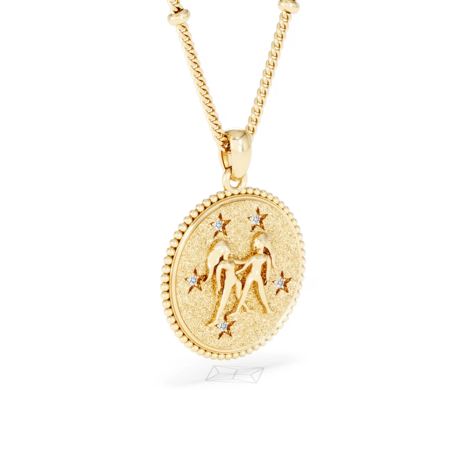 Zodiac Gemini Necklace Medallion Lab Grown 0.02ct in 18K Gold Vermeil - Image 17