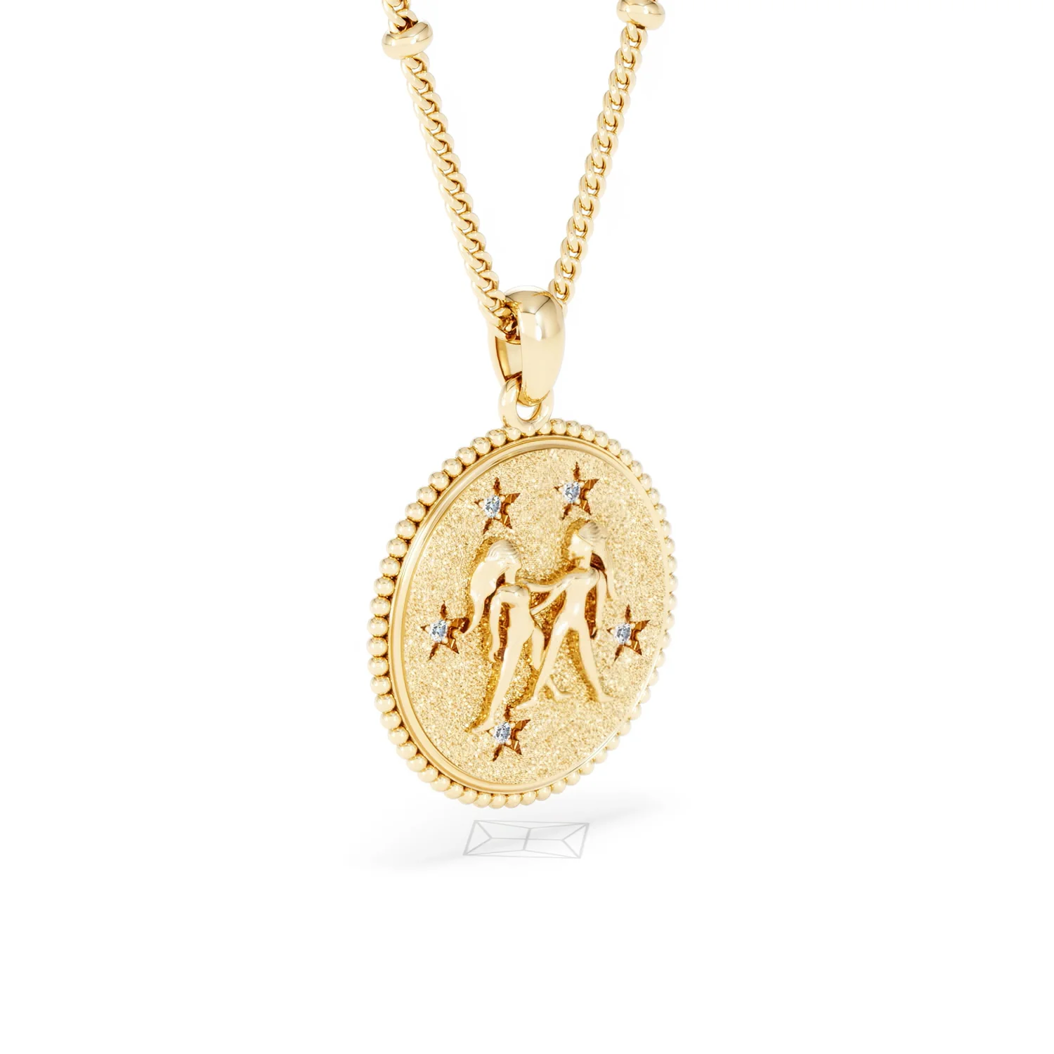 Zodiac Gemini Necklace Medallion Lab Grown 0.02ct in 18K Gold Vermeil - Image 18