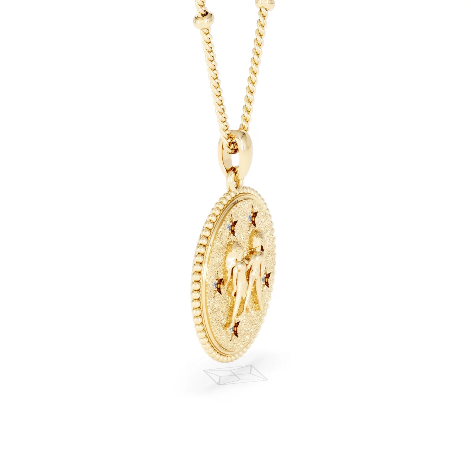 Zodiac Gemini Necklace Medallion Lab Grown 0.02ct in 18K Gold Vermeil - Image 23