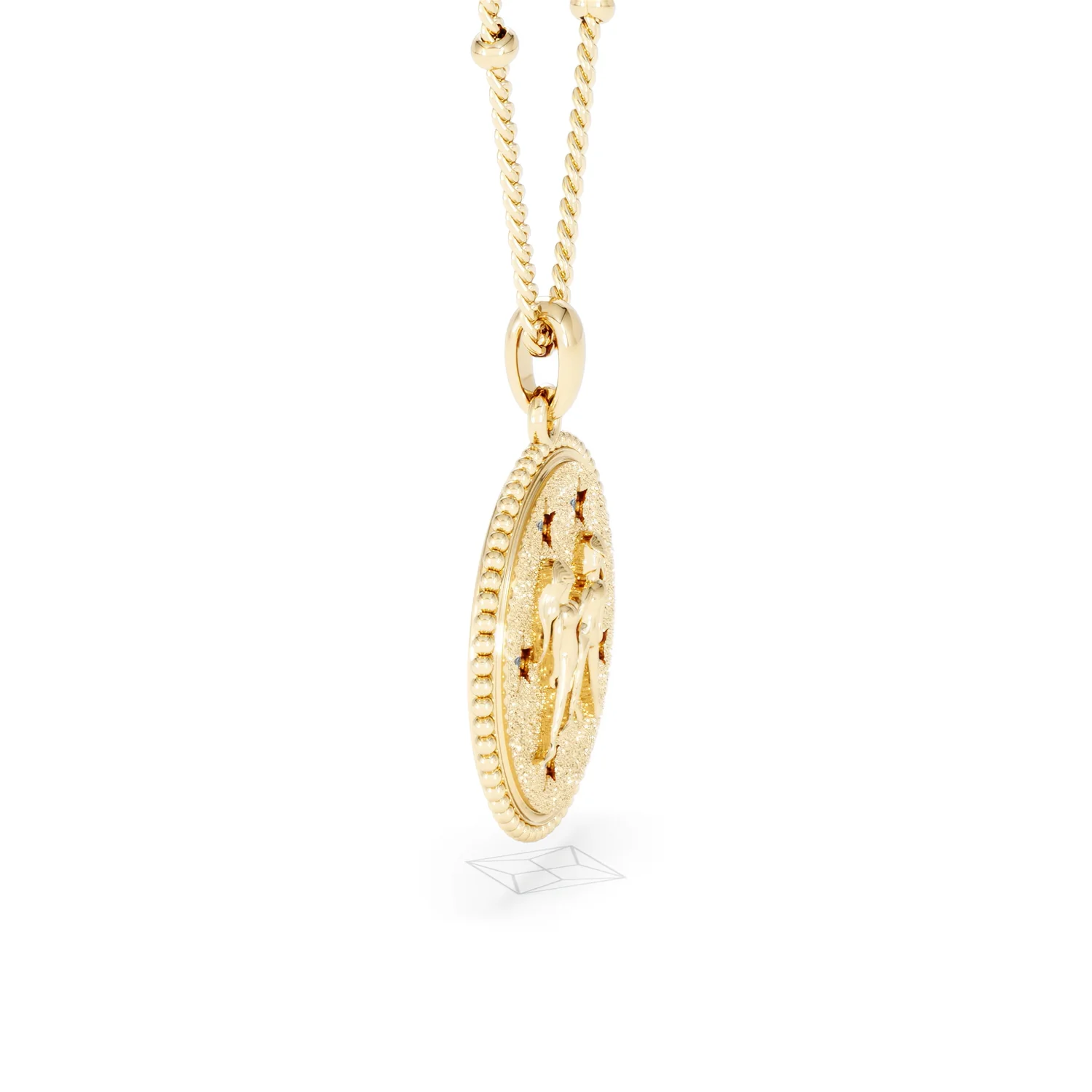 Zodiac Gemini Necklace Medallion Lab Grown 0.02ct in 18K Gold Vermeil - Image 25