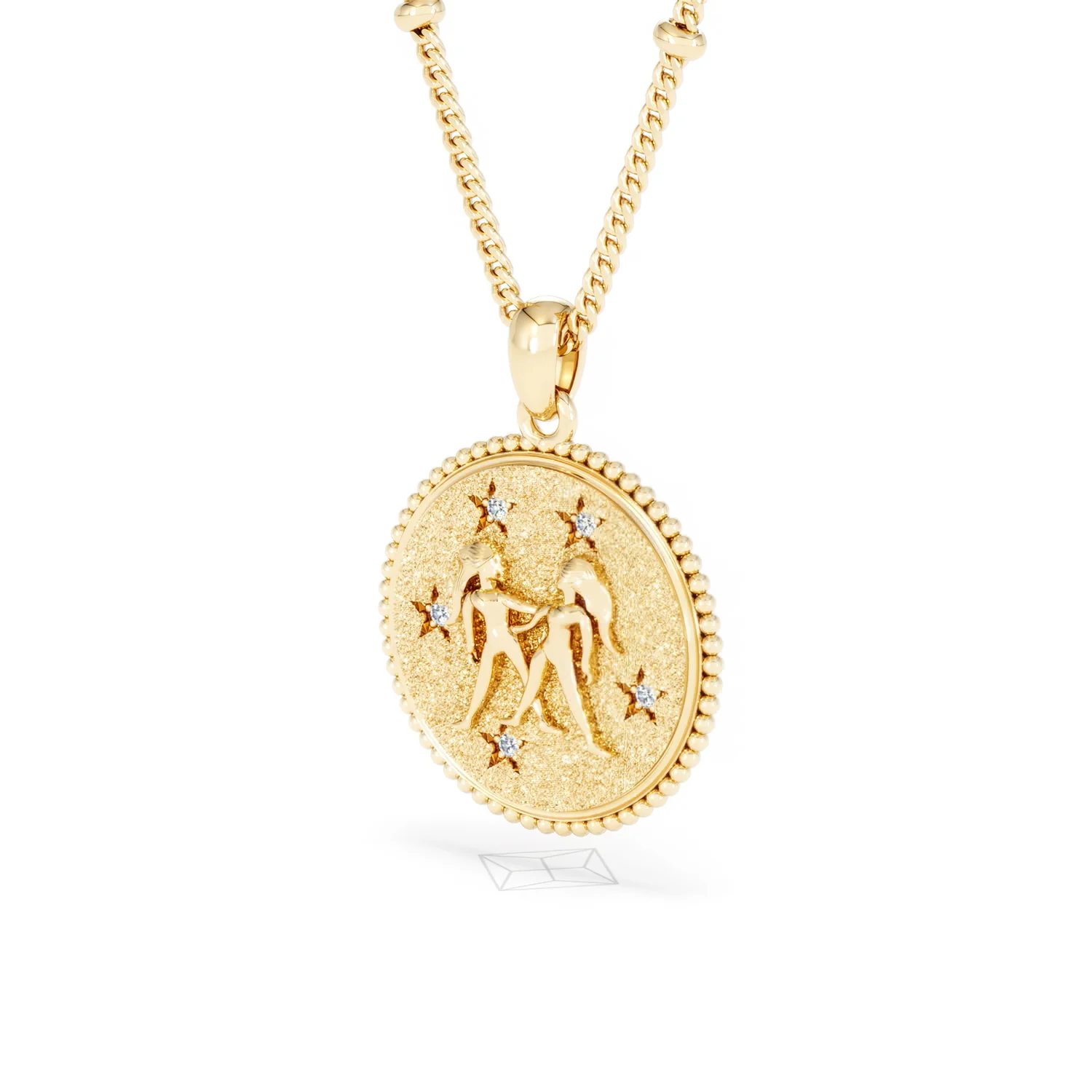 Zodiac Gemini Necklace Medallion Lab Grown 0.02ct in 18K Gold Vermeil - Image 81