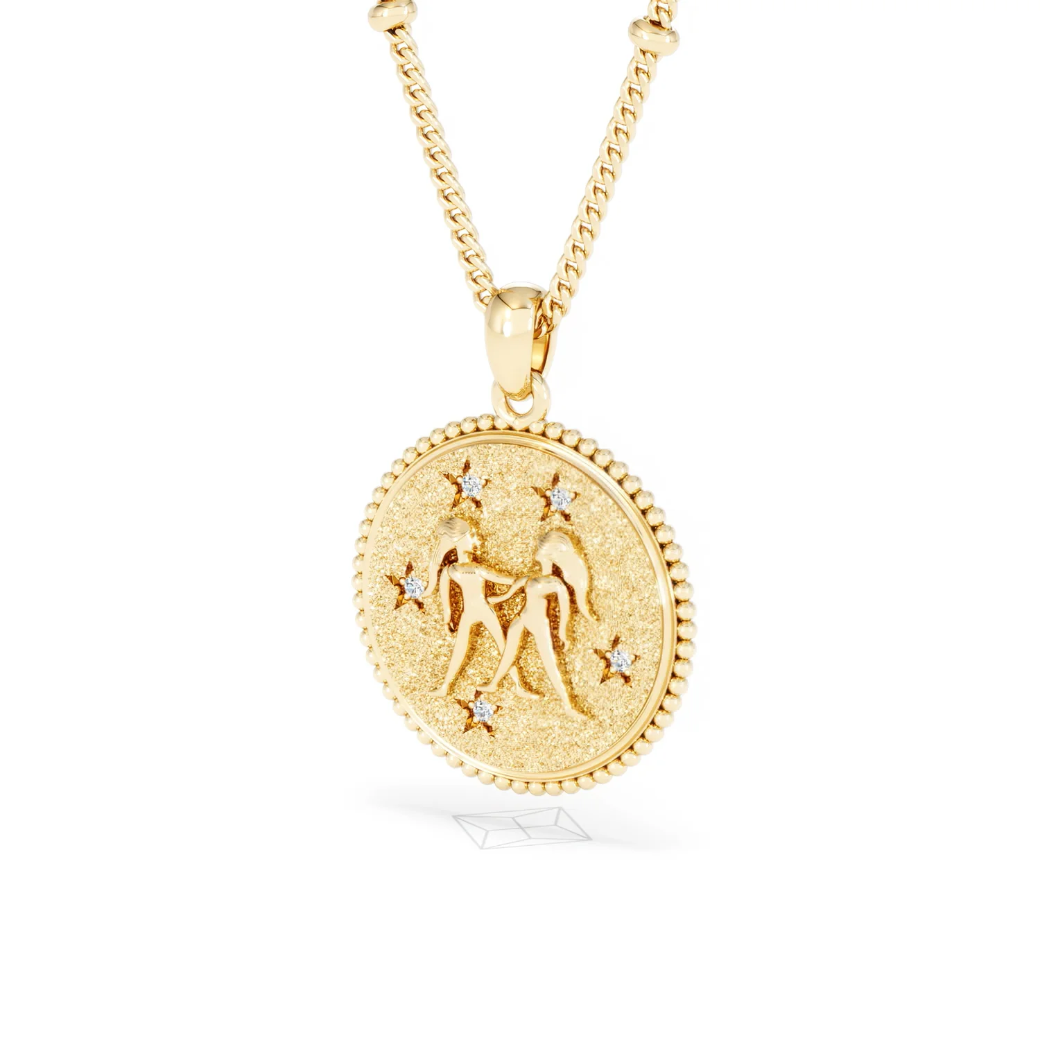 Zodiac Gemini Necklace Medallion Lab Grown 0.02ct in 18K Gold Vermeil - Image 82