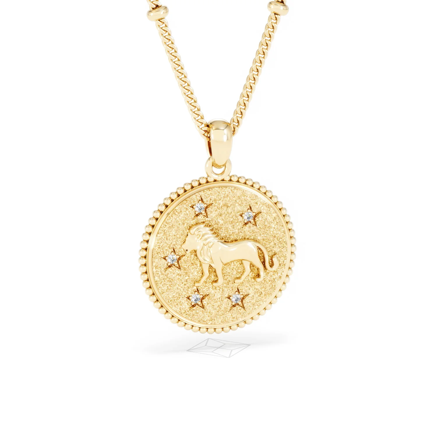 Zodiac Leo Necklace Medallion Lab Grown 0.02ct in 18K Gold Vermeil - Image 13