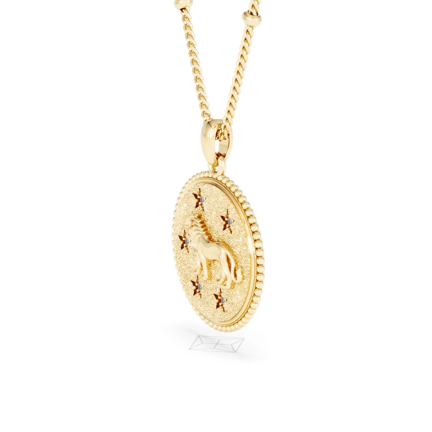 Zodiac Leo Necklace Medallion Lab Grown 0.02ct in 18K Gold Vermeil - Image 76