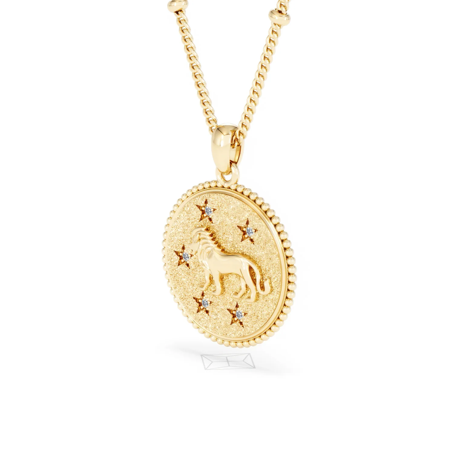 Zodiac Leo Necklace Medallion Lab Grown 0.02ct in 18K Gold Vermeil - Image 80