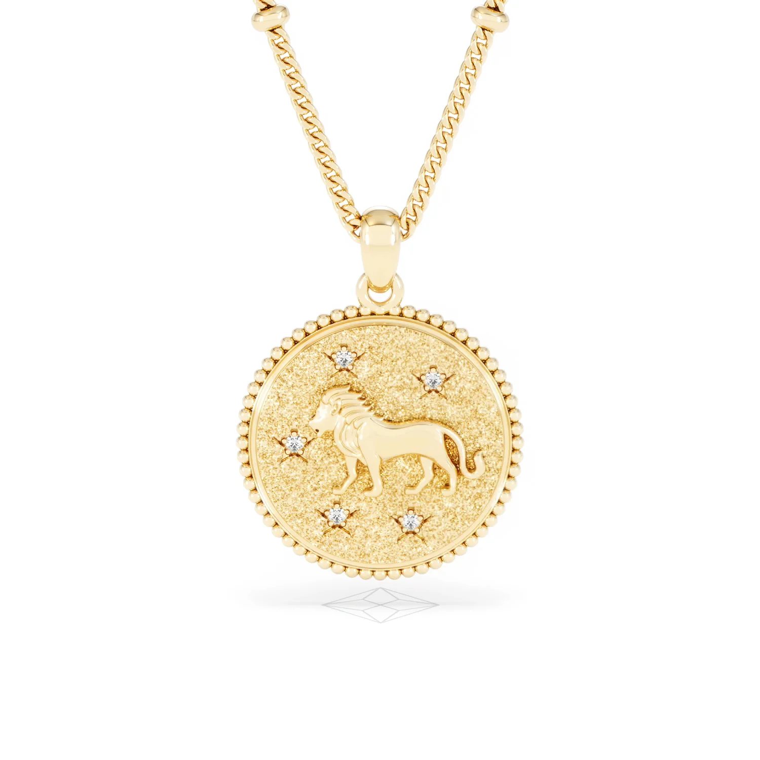 Zodiac Leo Necklace Medallion Lab Grown 0.02ct in 18K Gold Vermeil - Image 9