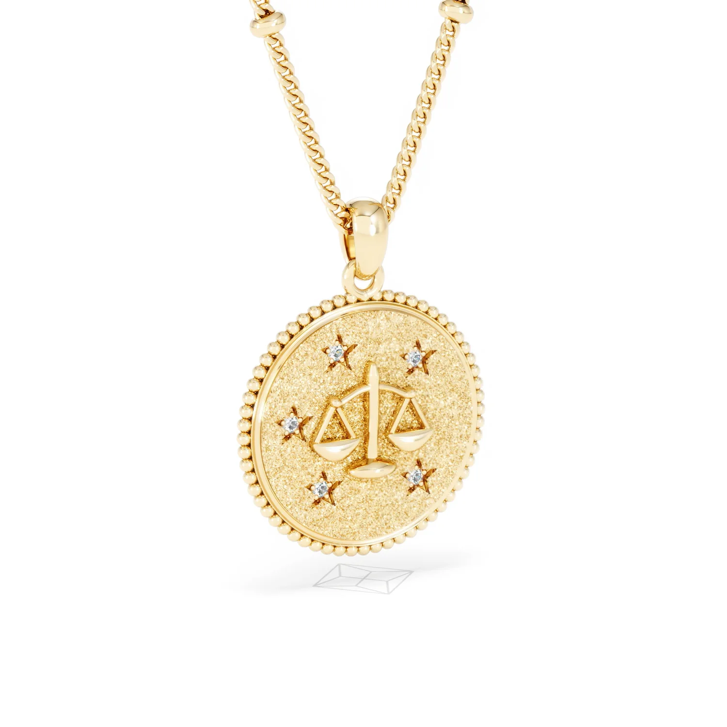 Zodiac Libra Necklace Medallion Lab Grown 0.02ct in 18K Gold Vermeil - Image 15