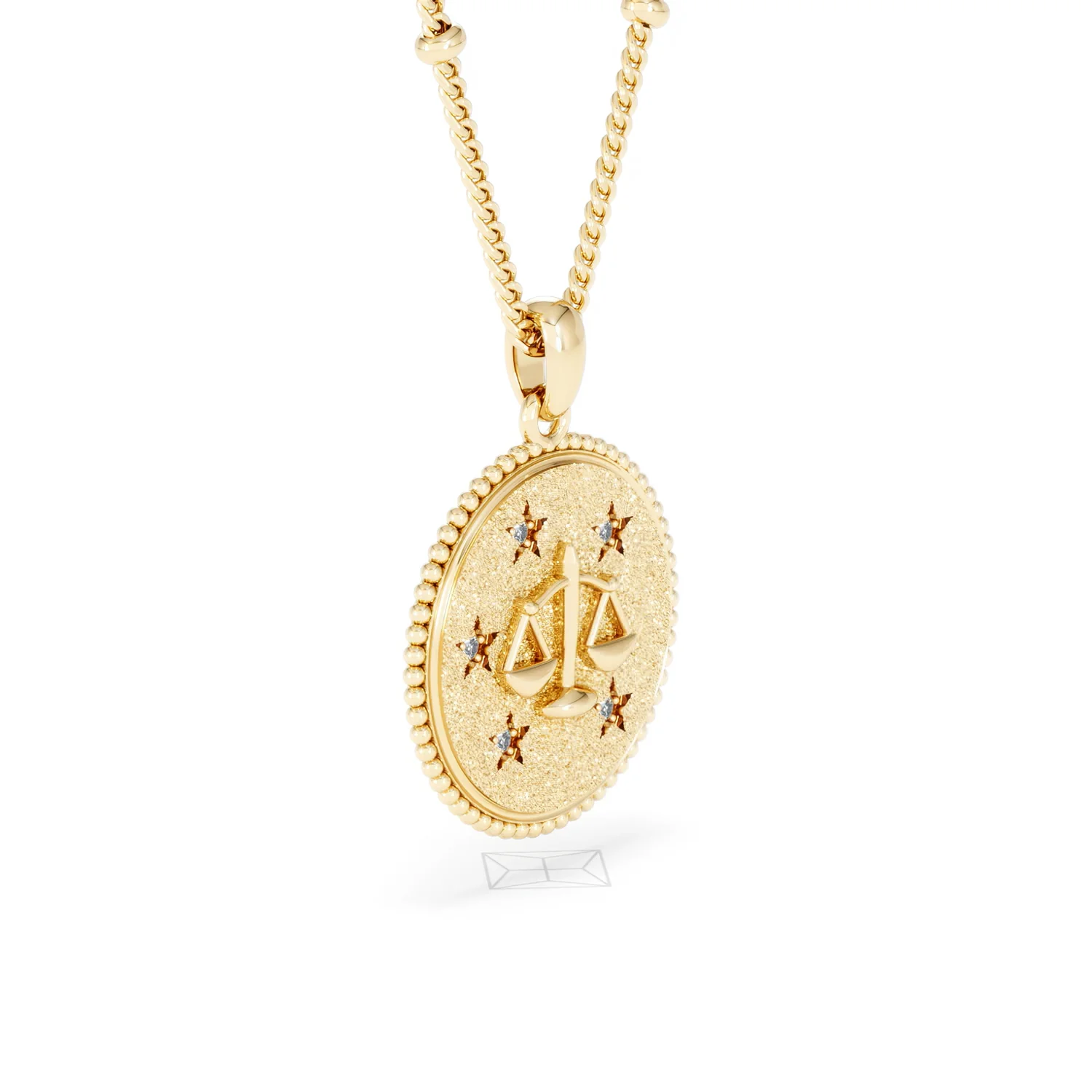 Zodiac Libra Necklace Medallion Lab Grown 0.02ct in 18K Gold Vermeil - Image 20