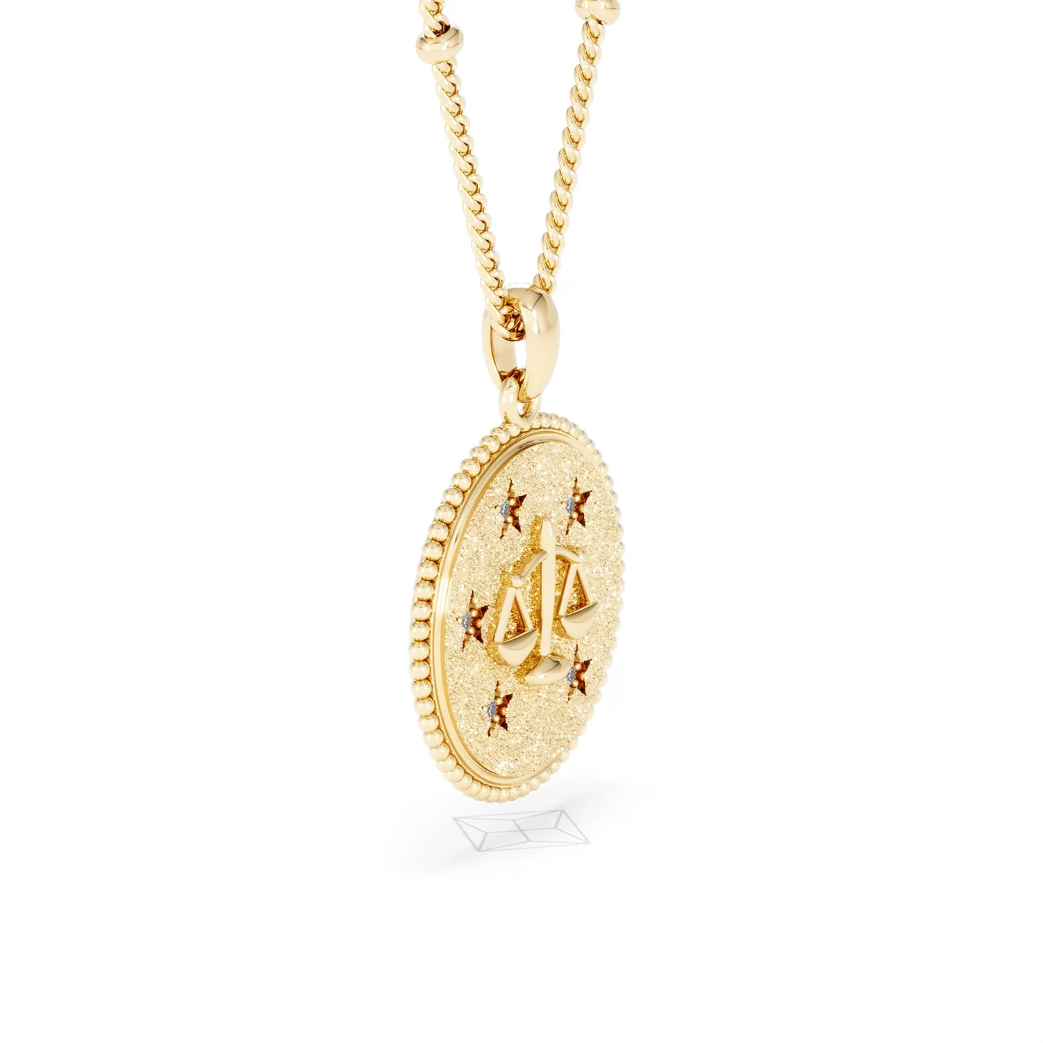 Zodiac Libra Necklace Medallion Lab Grown 0.02ct in 18K Gold Vermeil - Image 22