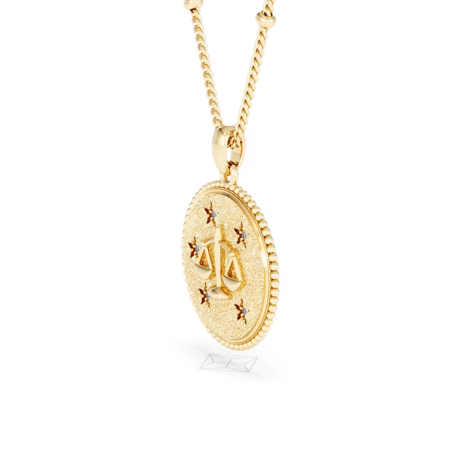 Zodiac Libra Necklace Medallion Lab Grown 0.02ct in 18K Gold Vermeil - Image 76