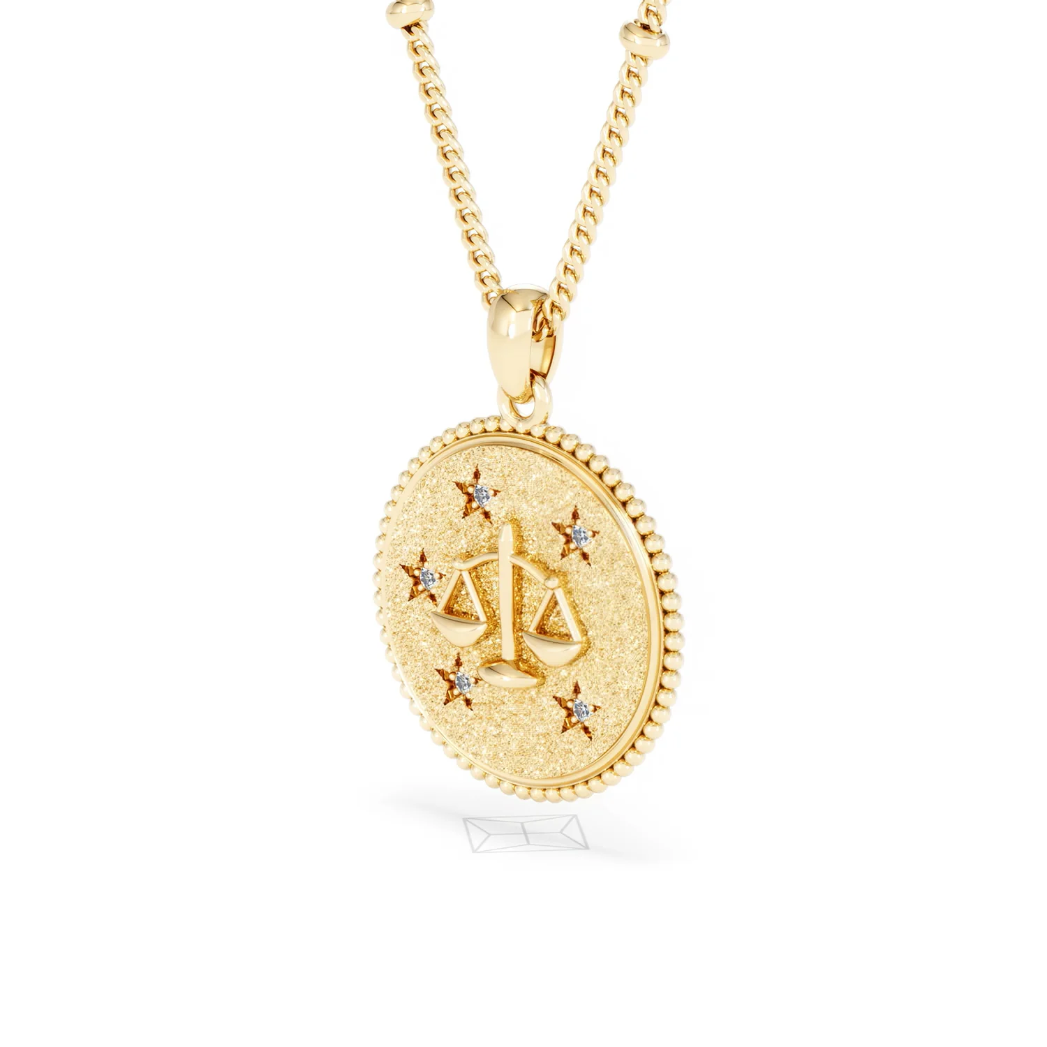 Zodiac Libra Necklace Medallion Lab Grown 0.02ct in 18K Gold Vermeil - Image 80