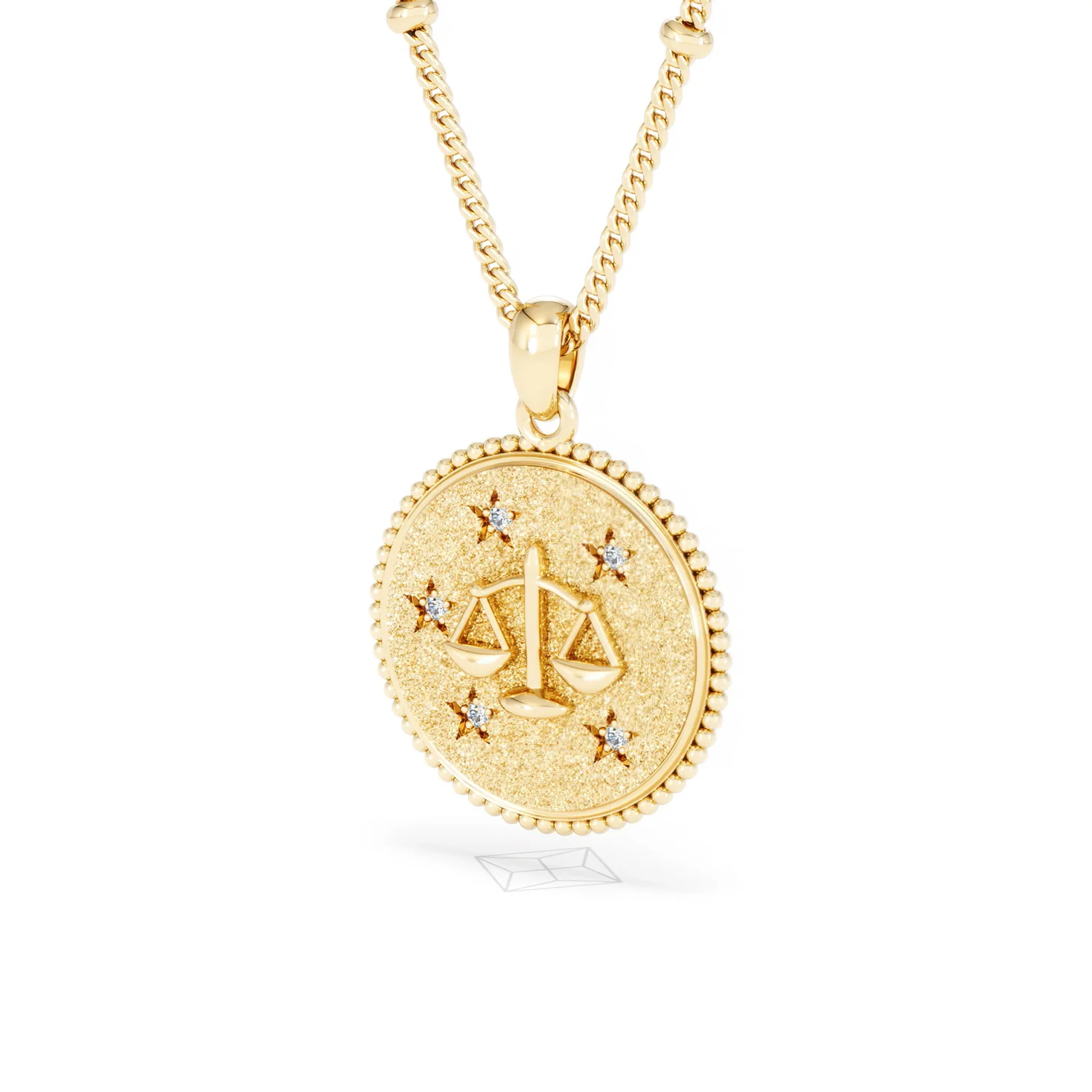 Zodiac Libra Necklace Medallion Lab Grown 0.02ct in 18K Gold Vermeil - Image 82