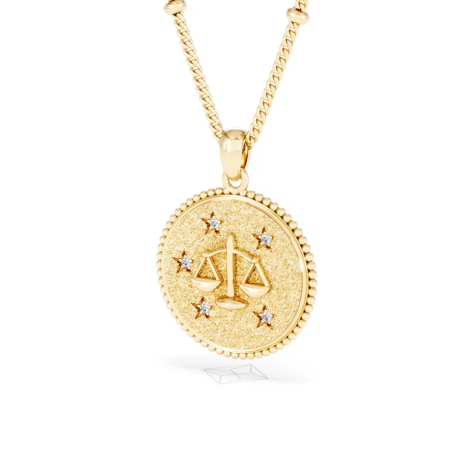 Zodiac Libra Necklace Medallion Lab Grown 0.02ct in 18K Gold Vermeil - Image 83