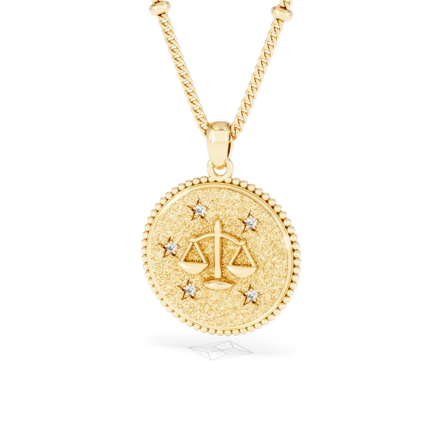 Zodiac Libra Necklace Medallion Lab Grown 0.02ct in 18K Gold Vermeil - Image 85