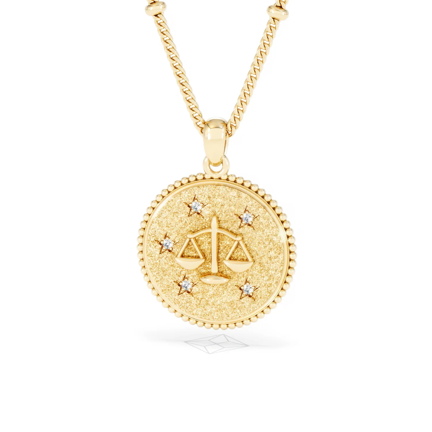 Zodiac Libra Necklace Medallion Lab Grown 0.02ct in 18K Gold Vermeil - Image 86