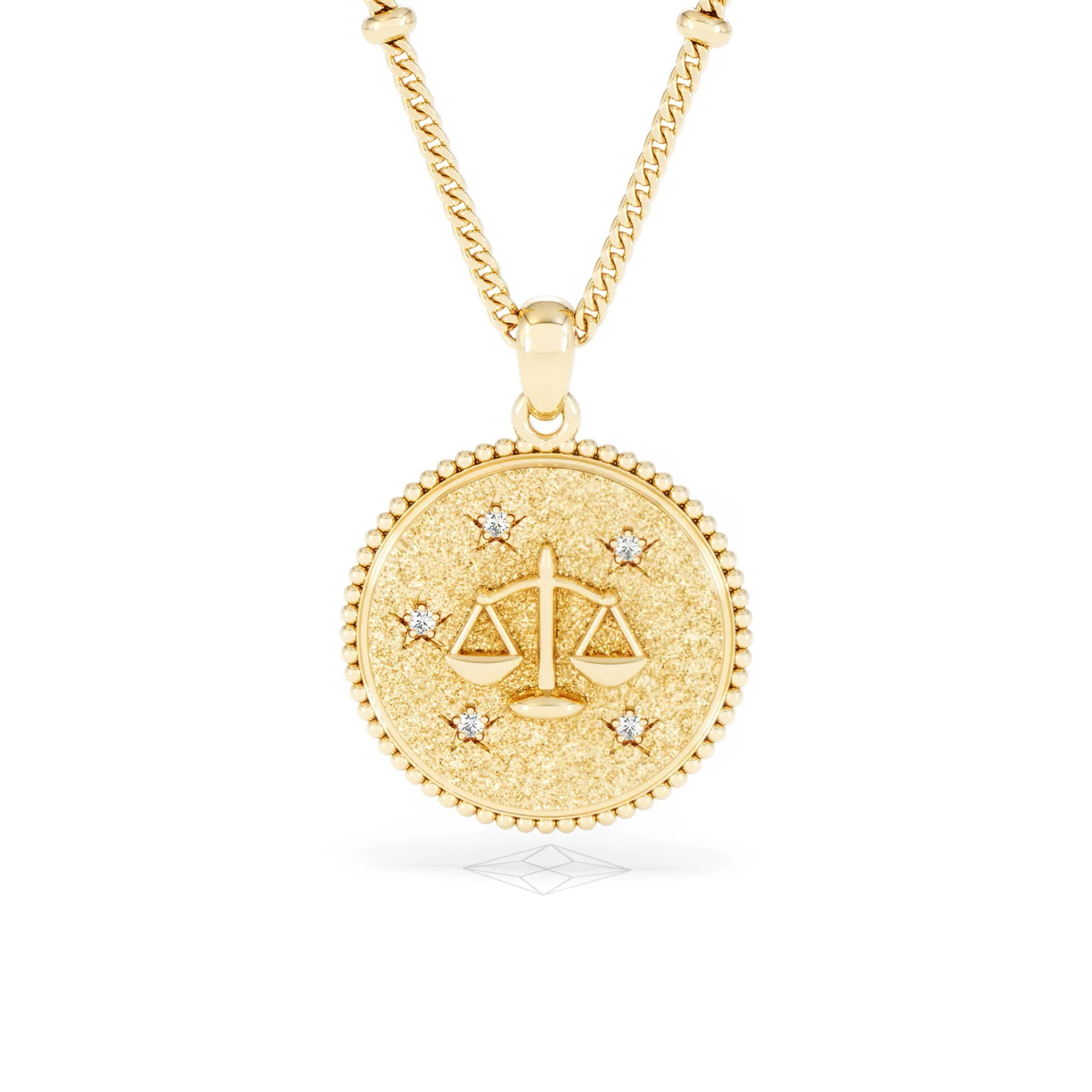 Zodiac Libra Necklace Medallion Lab Grown 0.02ct in 18K Gold Vermeil - Image 88