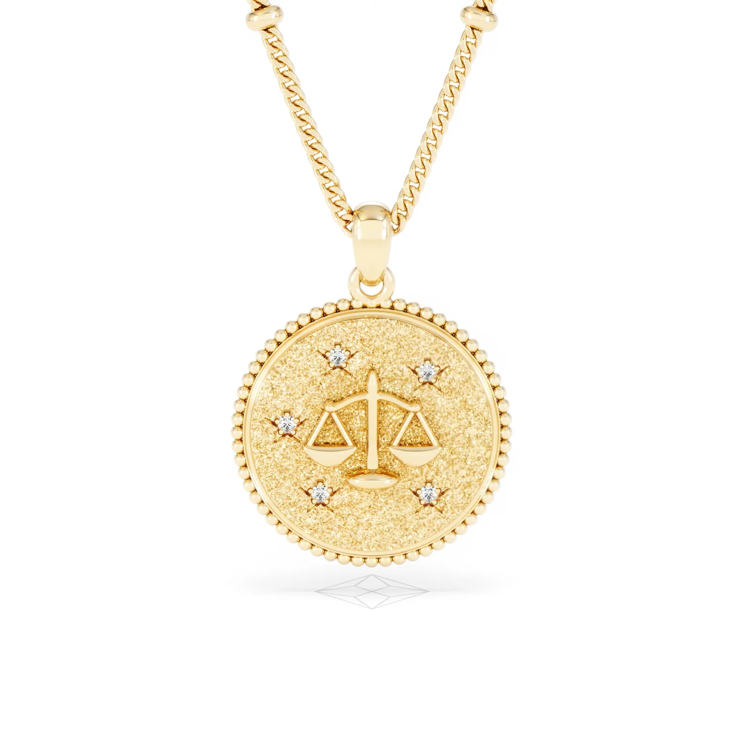 Zodiac Libra Necklace Medallion Lab Grown 0.02ct in 18K Gold Vermeil - Image 9