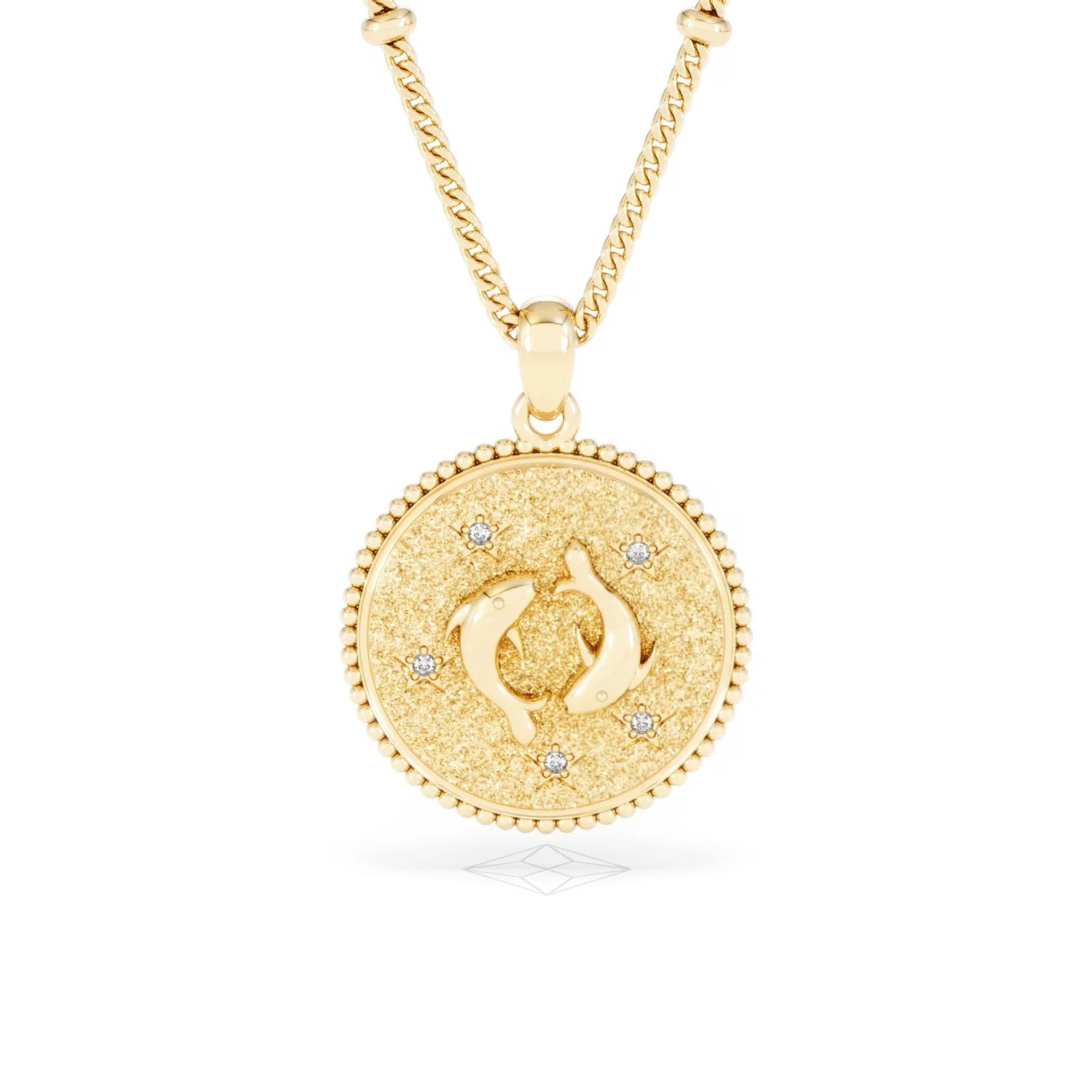 Zodiac Pisces Necklace Medallion Lab Grown 0.02ct in 18K Gold Vermeil - Image 10