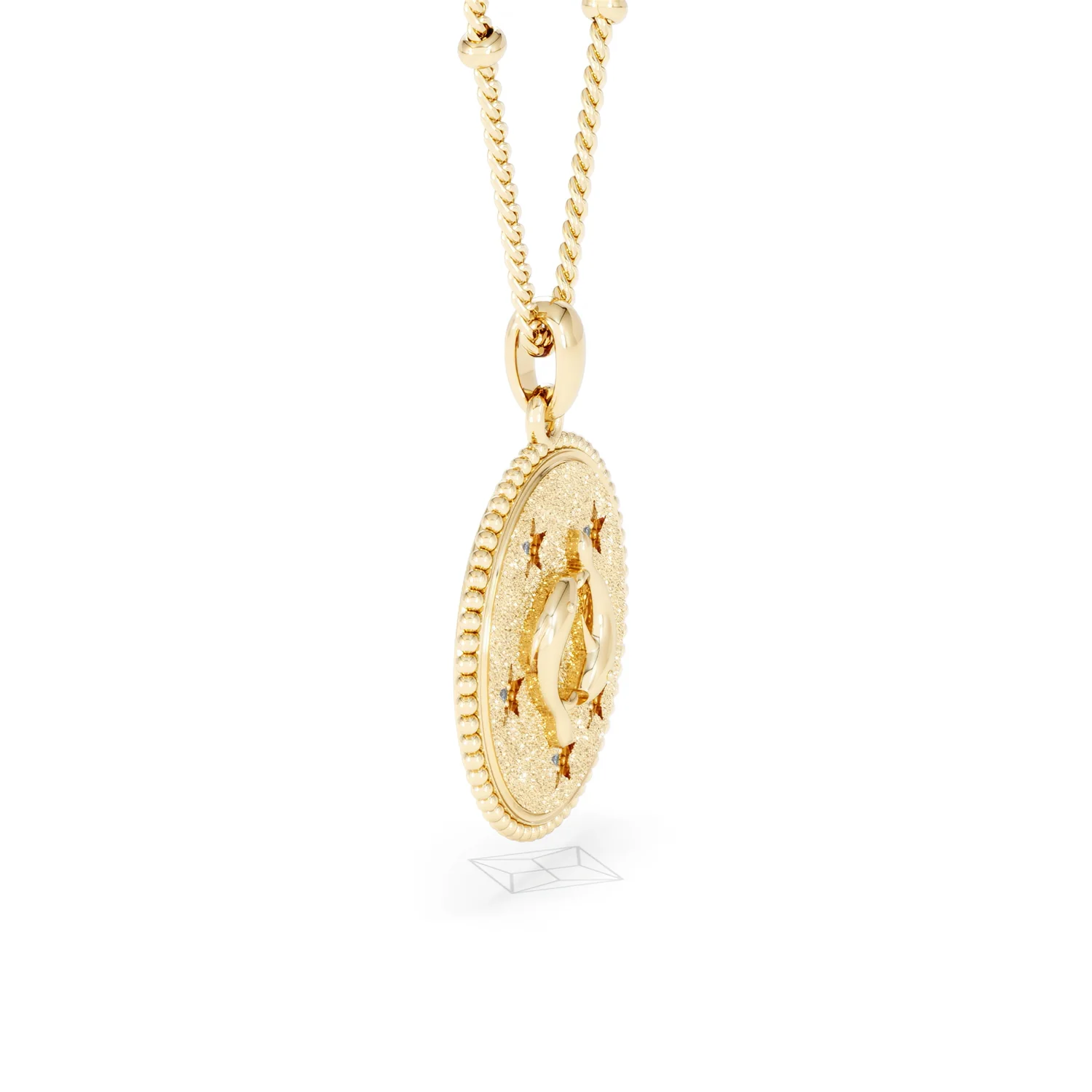 Zodiac Pisces Necklace Medallion Lab Grown 0.02ct in 18K Gold Vermeil - Image 25