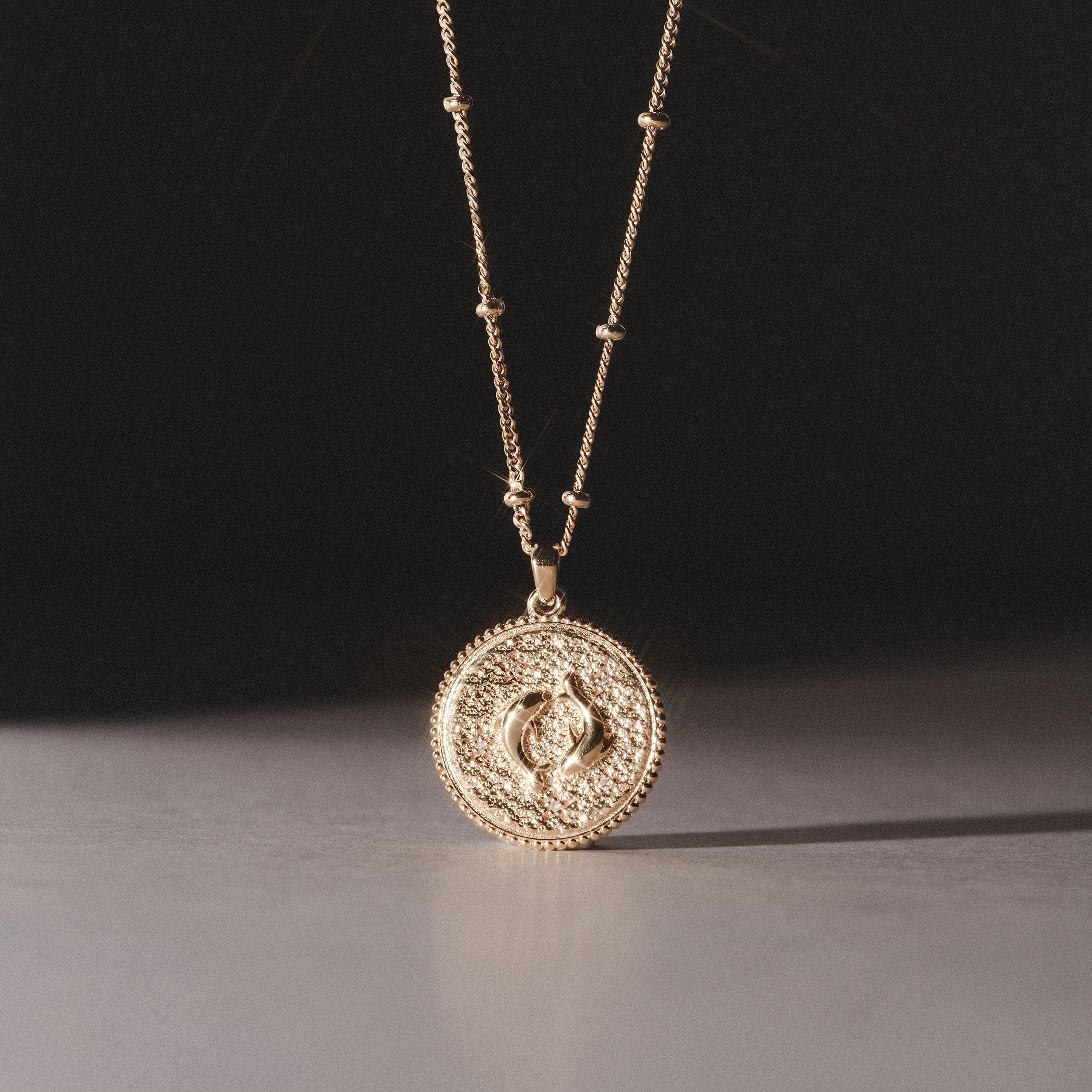 Zodiac Pisces Necklace Medallion Lab Grown 0.02ct in 18K Gold Vermeil - Image 8