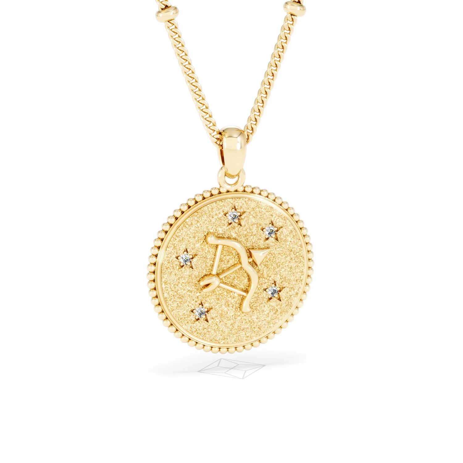 Zodiac Sagittarius Necklace Medallion Lab Grown 0.02ct in 18K Gold Vermeil - Image 13