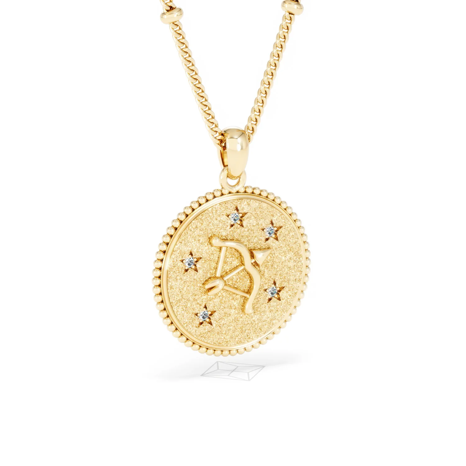 Zodiac Sagittarius Necklace Medallion Lab Grown 0.02ct in 18K Gold Vermeil - Image 15