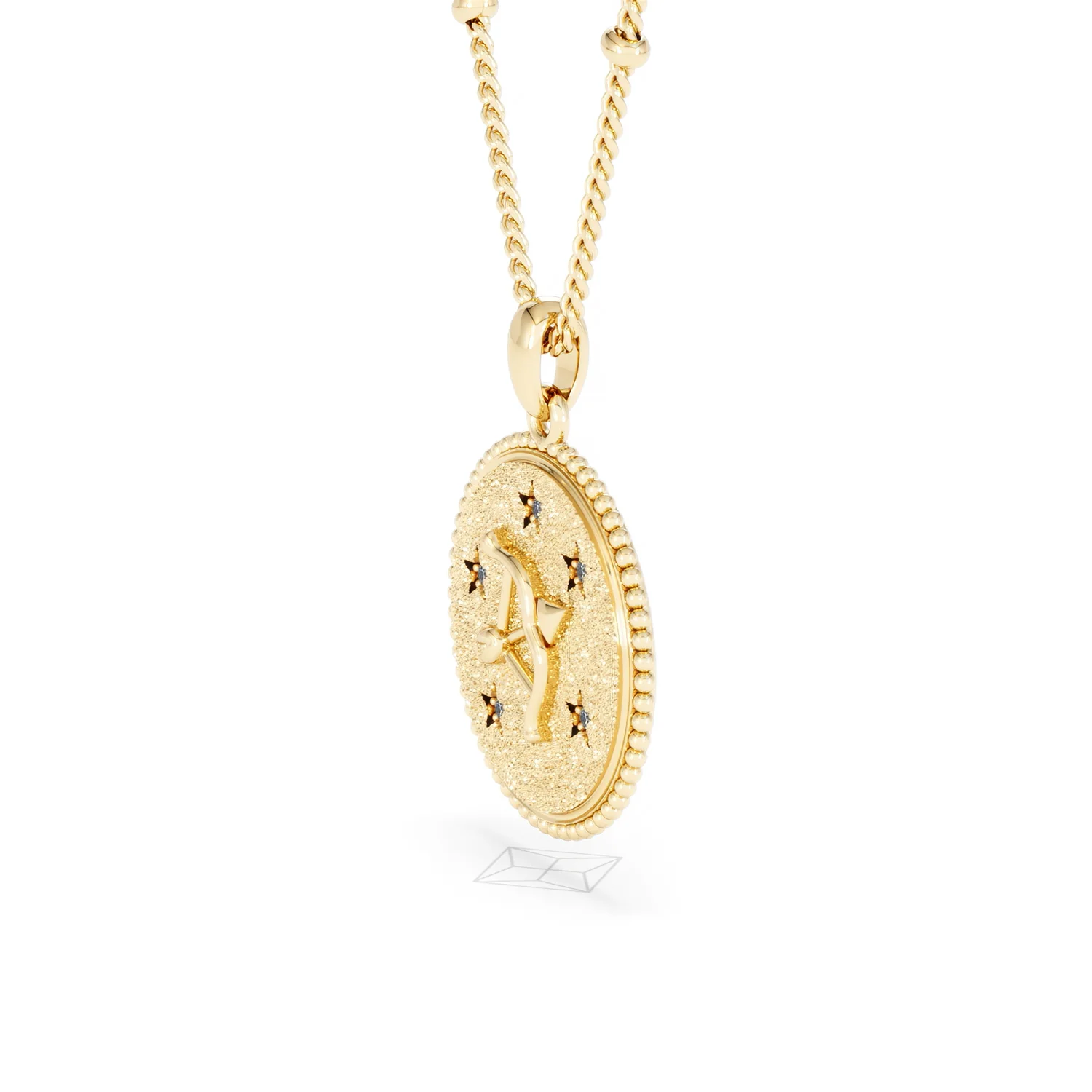 Zodiac Sagittarius Necklace Medallion Lab Grown 0.02ct in 18K Gold Vermeil - Image 75