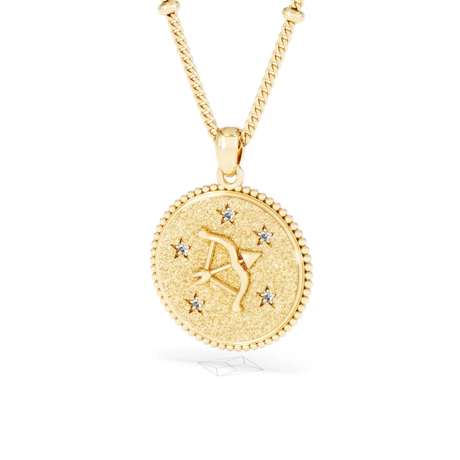 Zodiac Sagittarius Necklace Medallion Lab Grown 0.02ct in 18K Gold Vermeil - Image 84