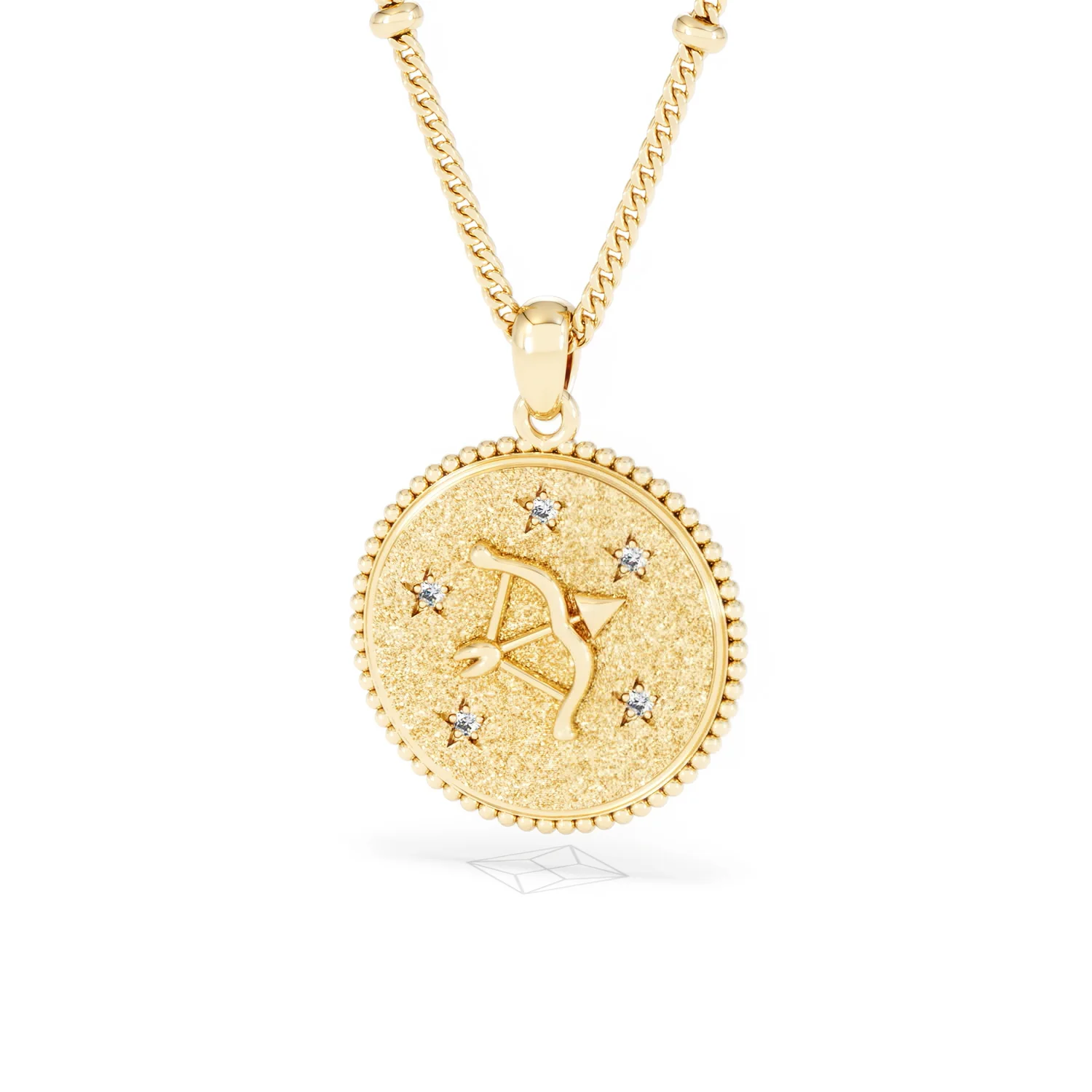 Zodiac Sagittarius Necklace Medallion Lab Grown 0.02ct in 18K Gold Vermeil - Image 85