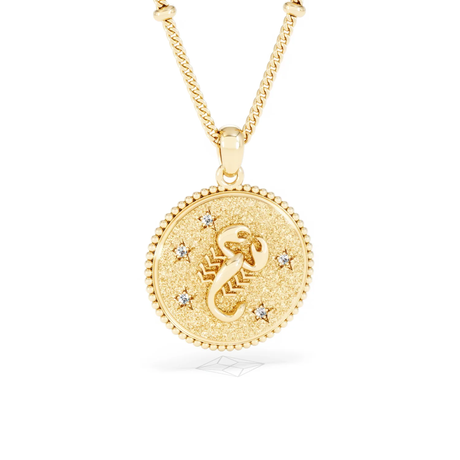 Zodiac Scorpio Necklace Medallion Lab Grown 0.02ct in 18K Gold Vermeil - Image 13