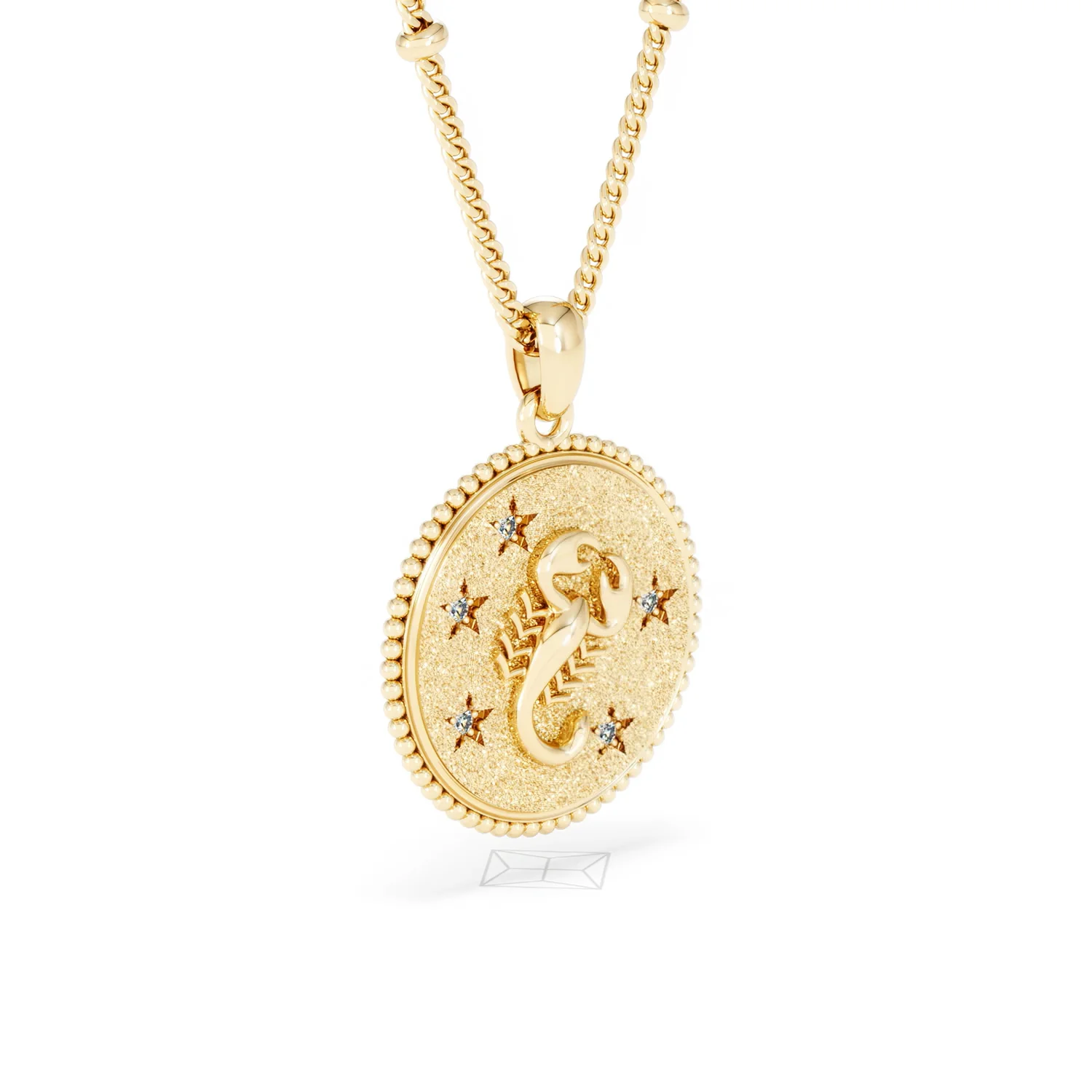 Zodiac Scorpio Necklace Medallion Lab Grown 0.02ct in 18K Gold Vermeil - Image 19