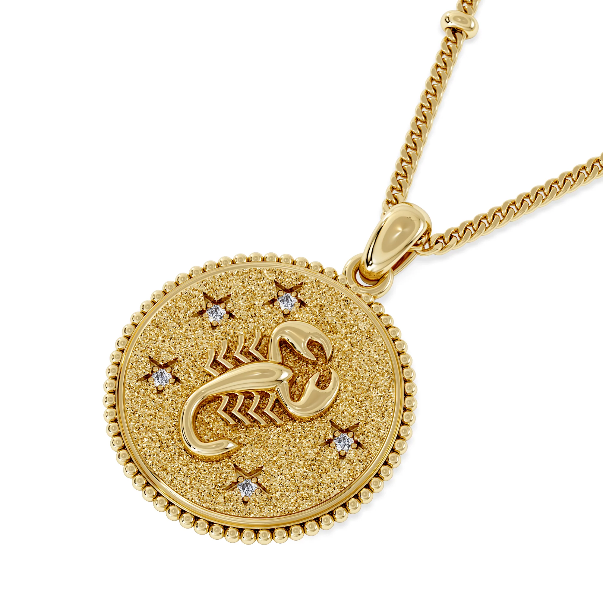 Zodiac Scorpio Necklace Medallion Lab Grown 0.02ct in 18K Gold Vermeil - Image 5